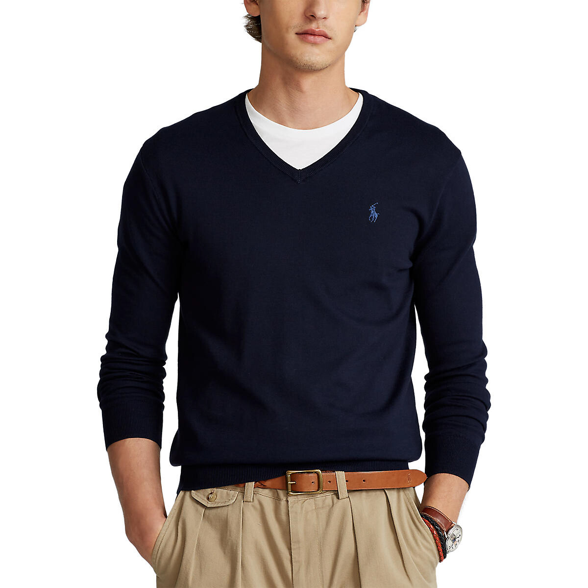 Homme Vêtements Pulls et maille Pulls col en v Pullover Coton Polo Ralph Lauren pour homme en coloris Bleu 