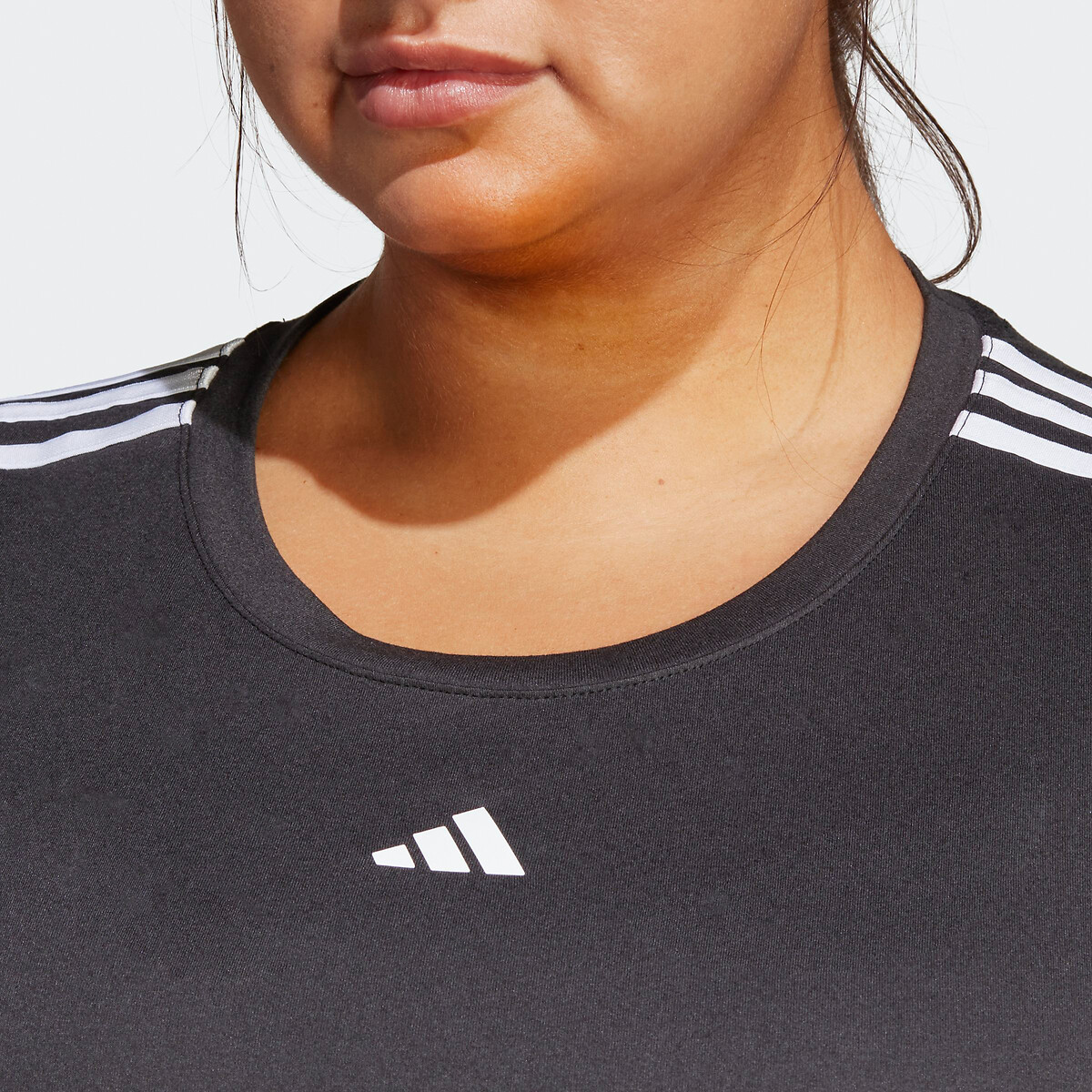 adidas Training 3-Stripes AEROREADY t-shirt (Grote Maat) Dames Zwart
