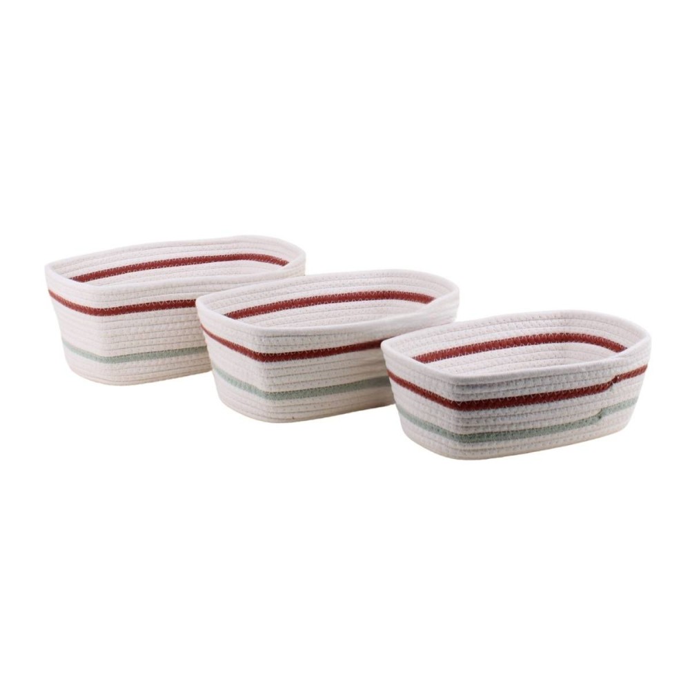 Lot de 3 paniers rectangulaires en corde détail, AZAO