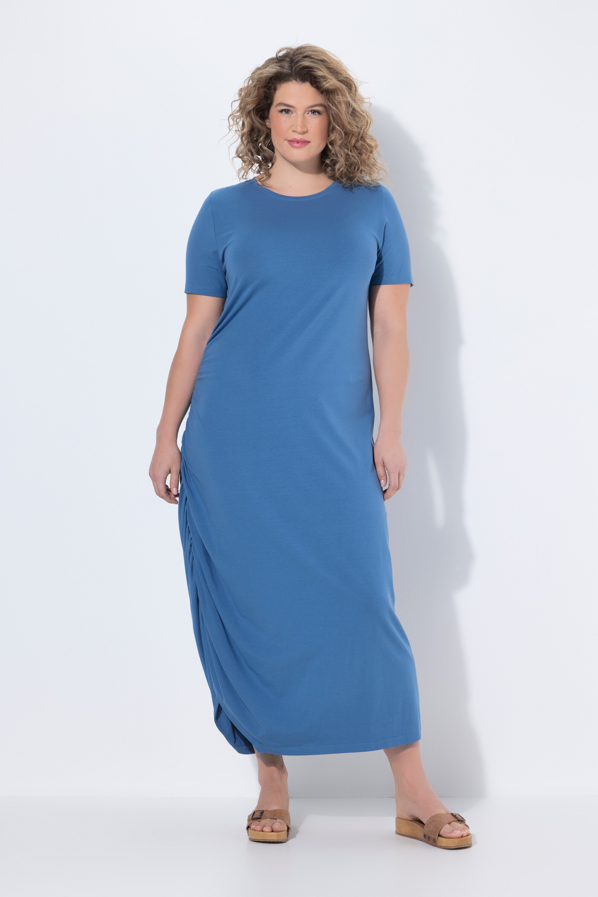 Robe maxi en coton bio, effet drapé, ULLA POPKEN