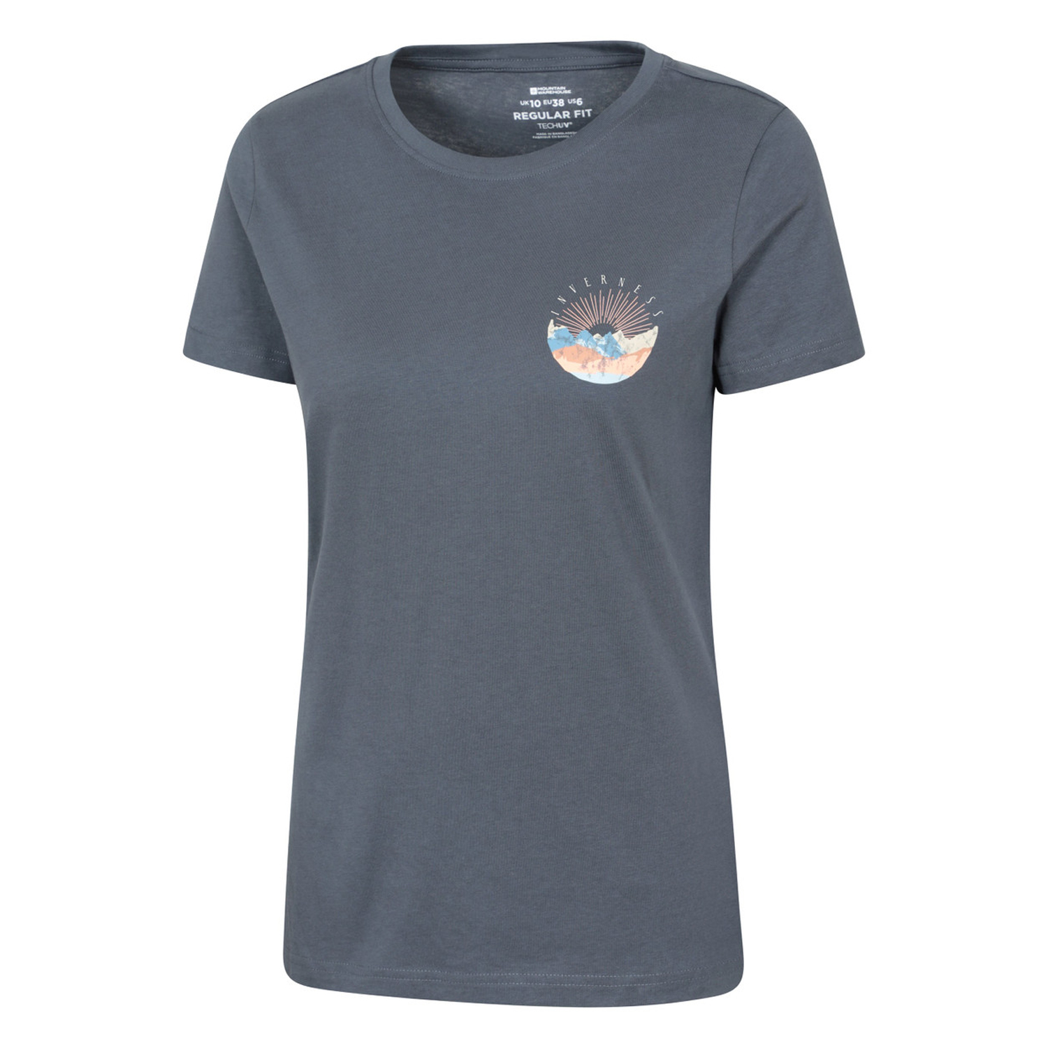 T-shirt en coton bio motif/style imprimé sur poitrine INVERNESS, MOUNTAIN WAREHOUSE