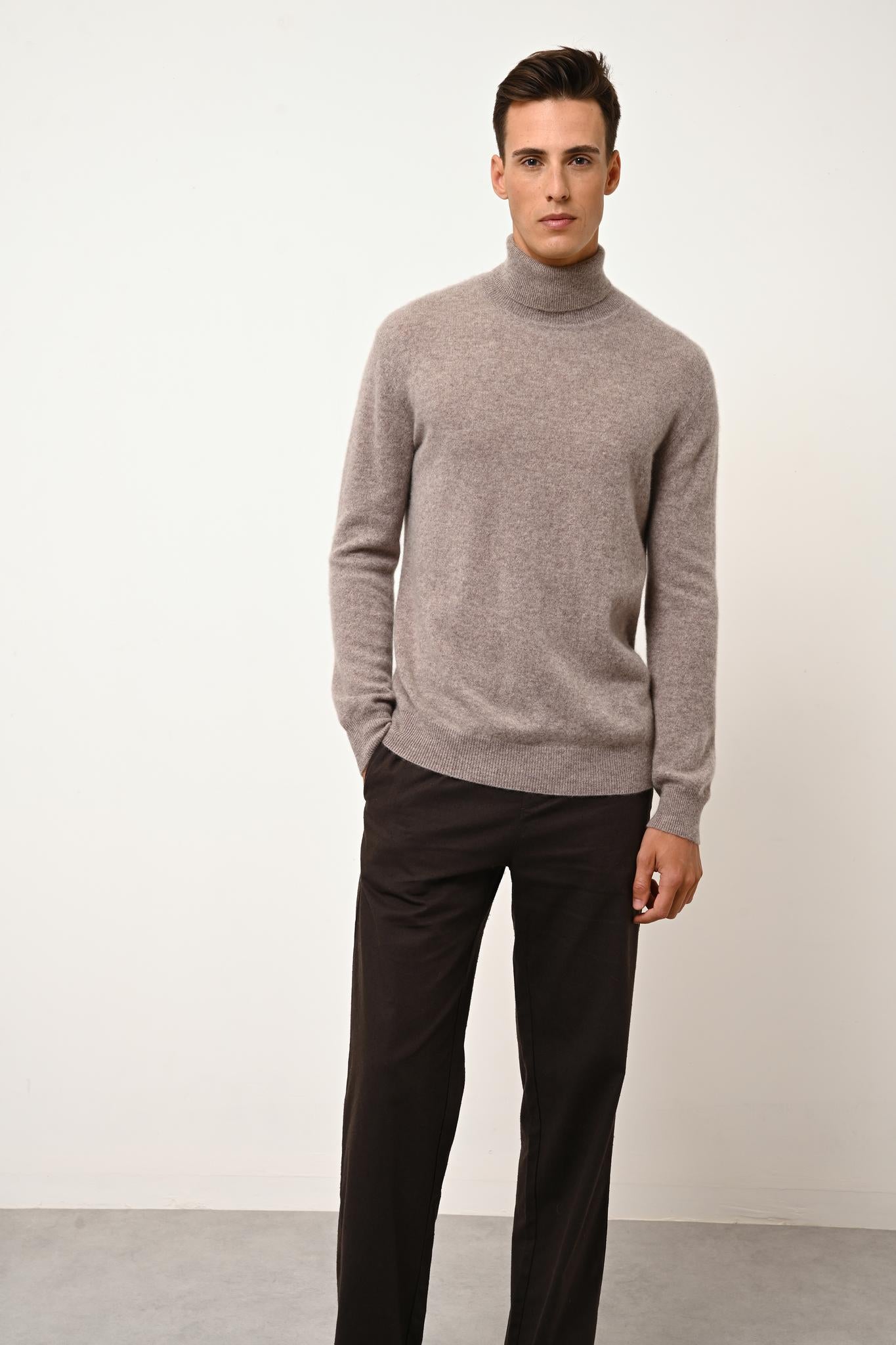 Pull Col Roulé Caribou Chiné Connor, JUST CASHMERE
