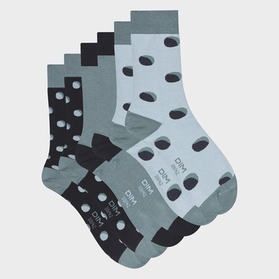 Pack of 3 Pairs of Crew Socks in Printed Cotton Mix DIM