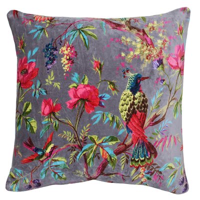 Vibrant Tropical Print Velvet Filled Cushion 50x50cm SO'HOME