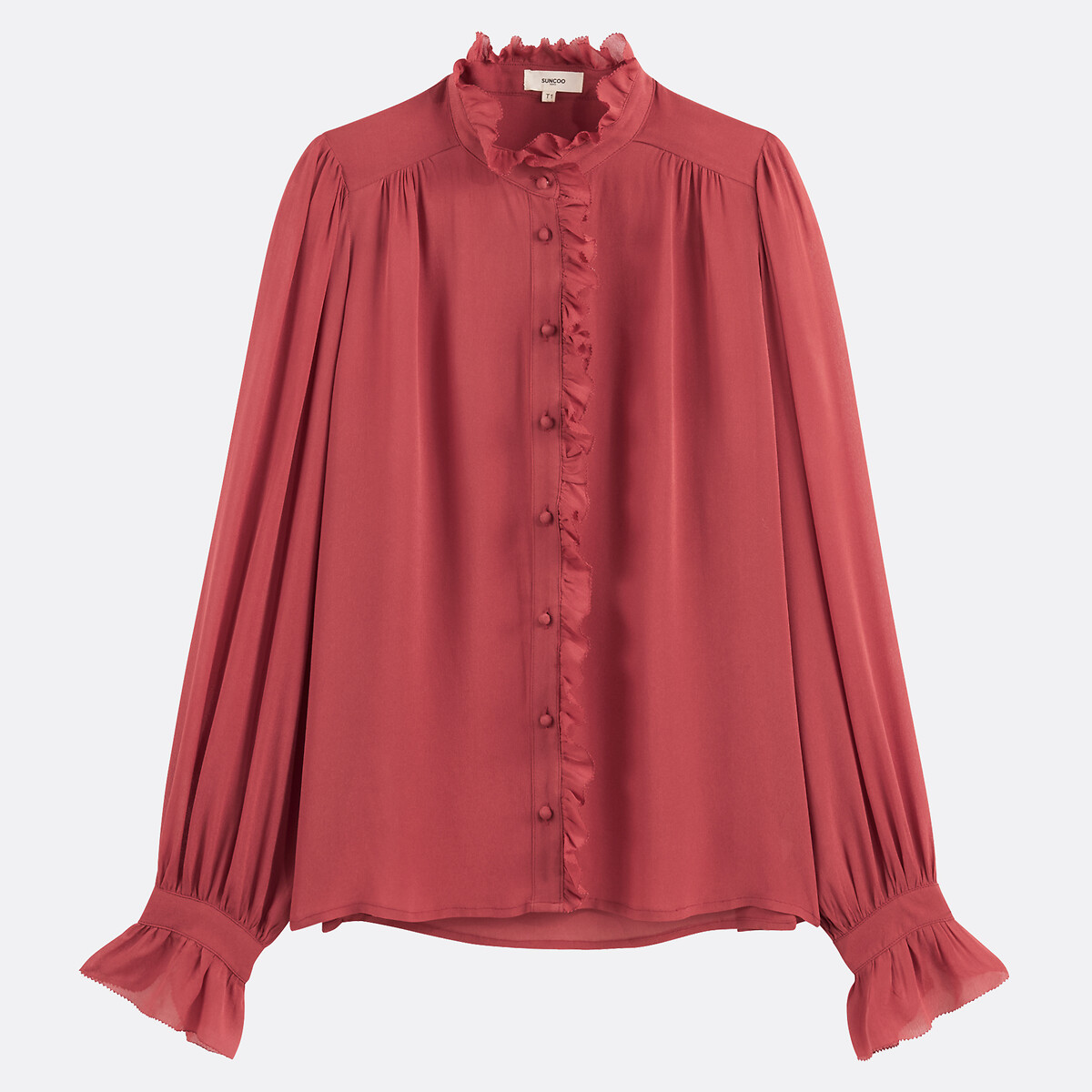 Leonor Ruffled Blouse with High Neck, SUNCOO