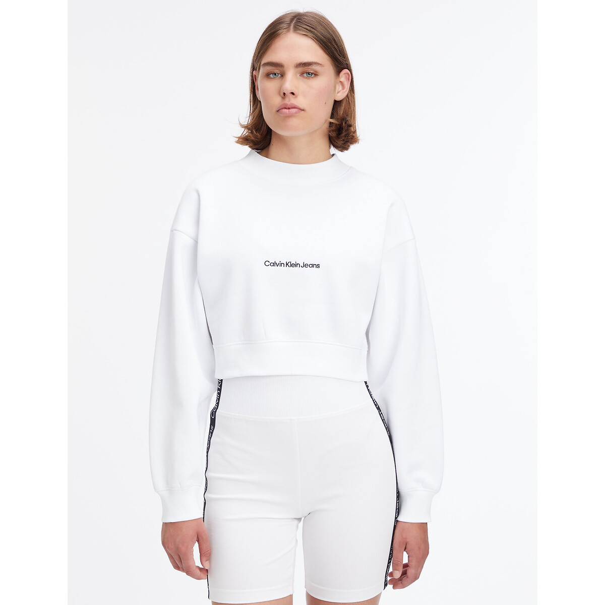 Kurzes sweatshirt, runder ausschnitt weiss Calvin Klein Jeans | La Redoute