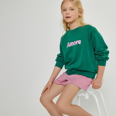 Sweater met ronde hals in molton, tekst Amore LA REDOUTE COLLECTIONS