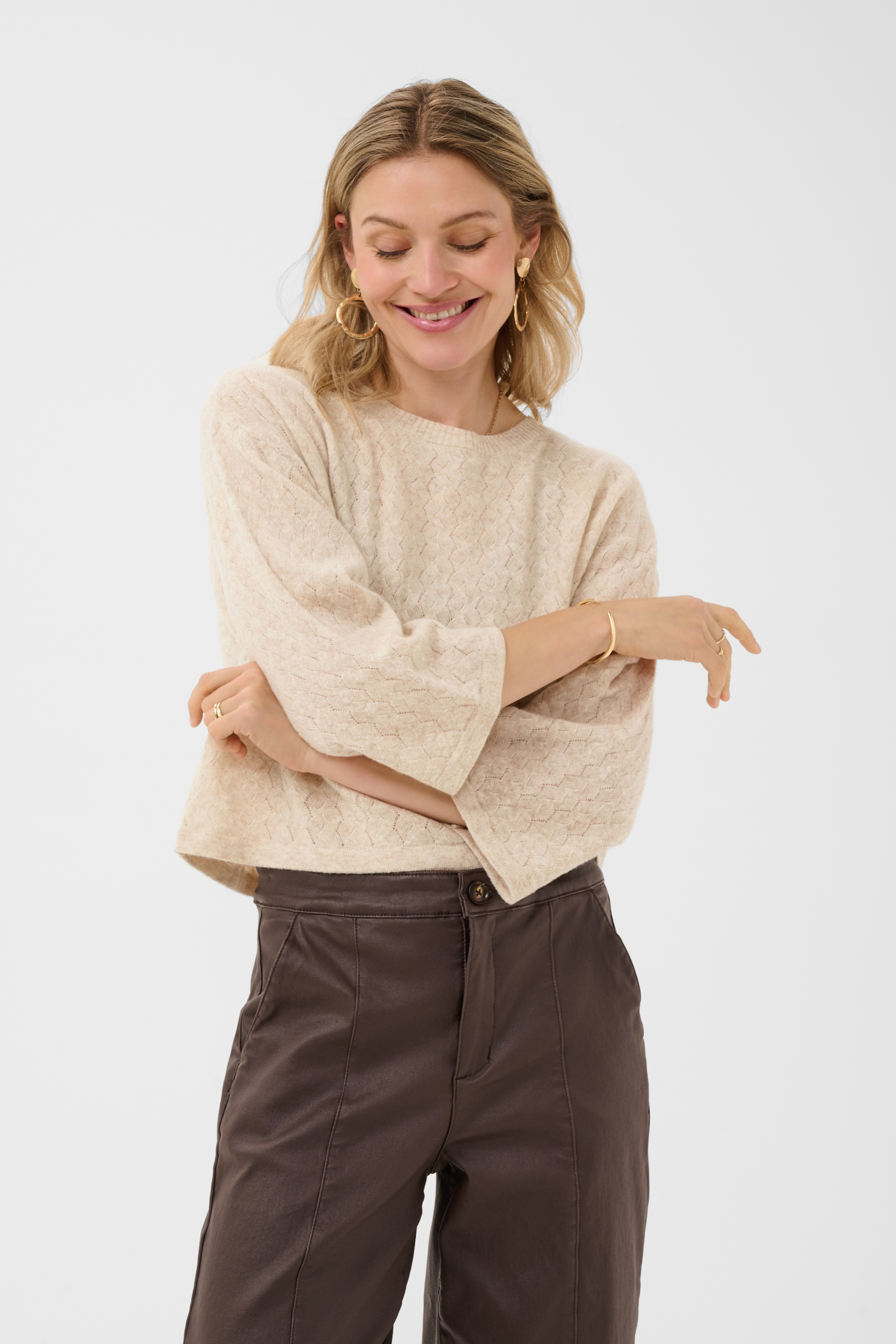 Pullover tricoté, CREAM