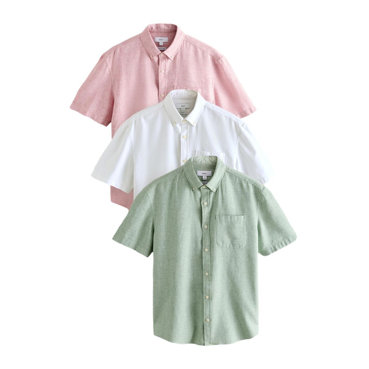 Chemise manches courtes lin/coton, lot de 3, NEXT