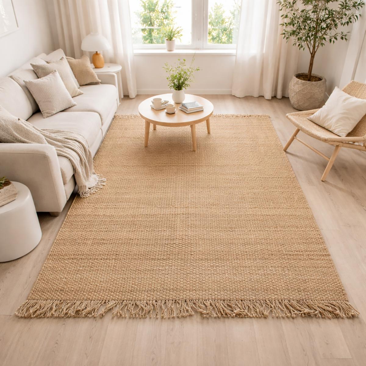 Tapis jute fait main motif uni KIRLOUNE, UN AMOUR DE TAPIS