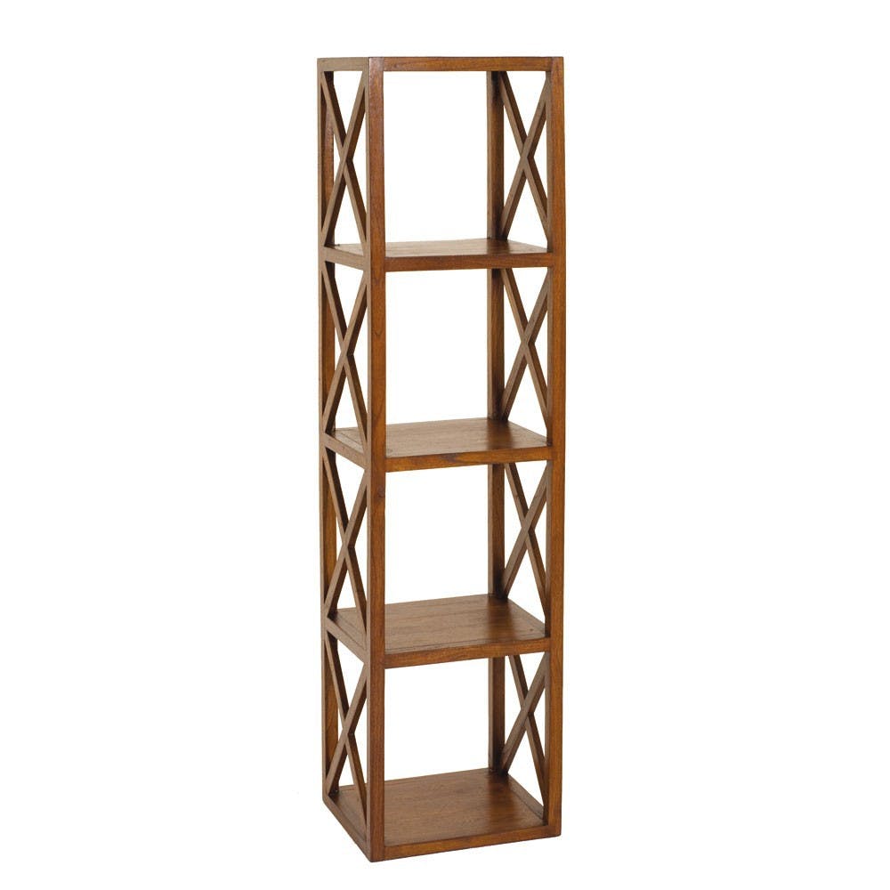 Étagère colonne 4 niveaux 40x160cm bois exotique verni LOLA, PIER IMPORT