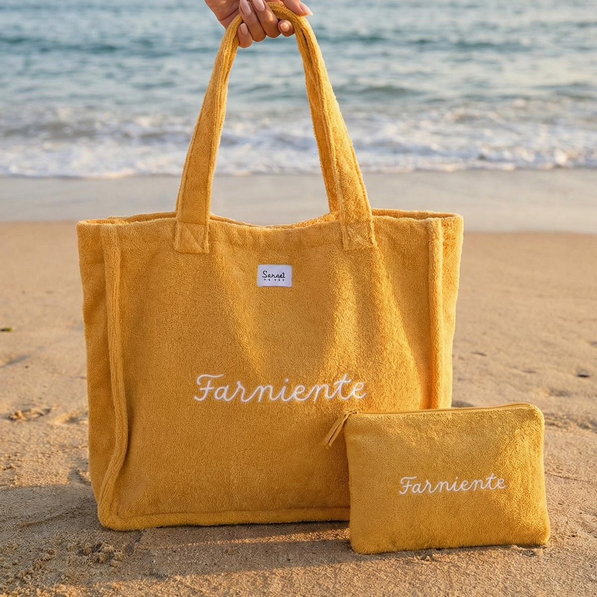 Sac de plage "FARNIENTE" Caramel BAHAMAS, SENSEI MAISON