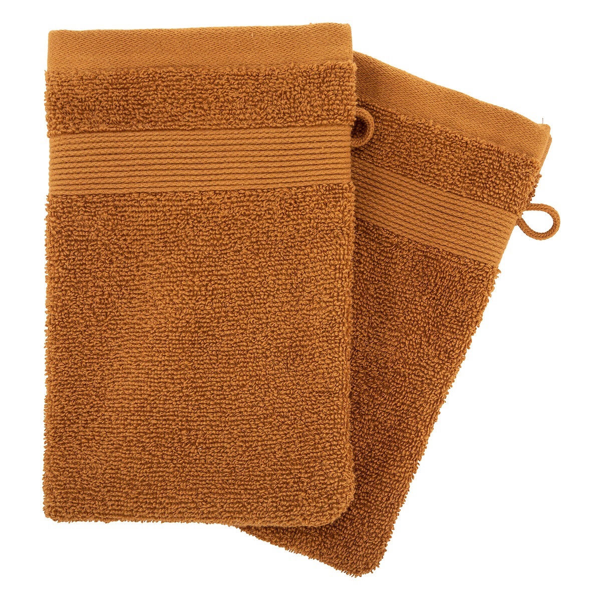 Lot de 2 gants de toilette 15 x 21 cm Couleur moderne cannelle, EDEN