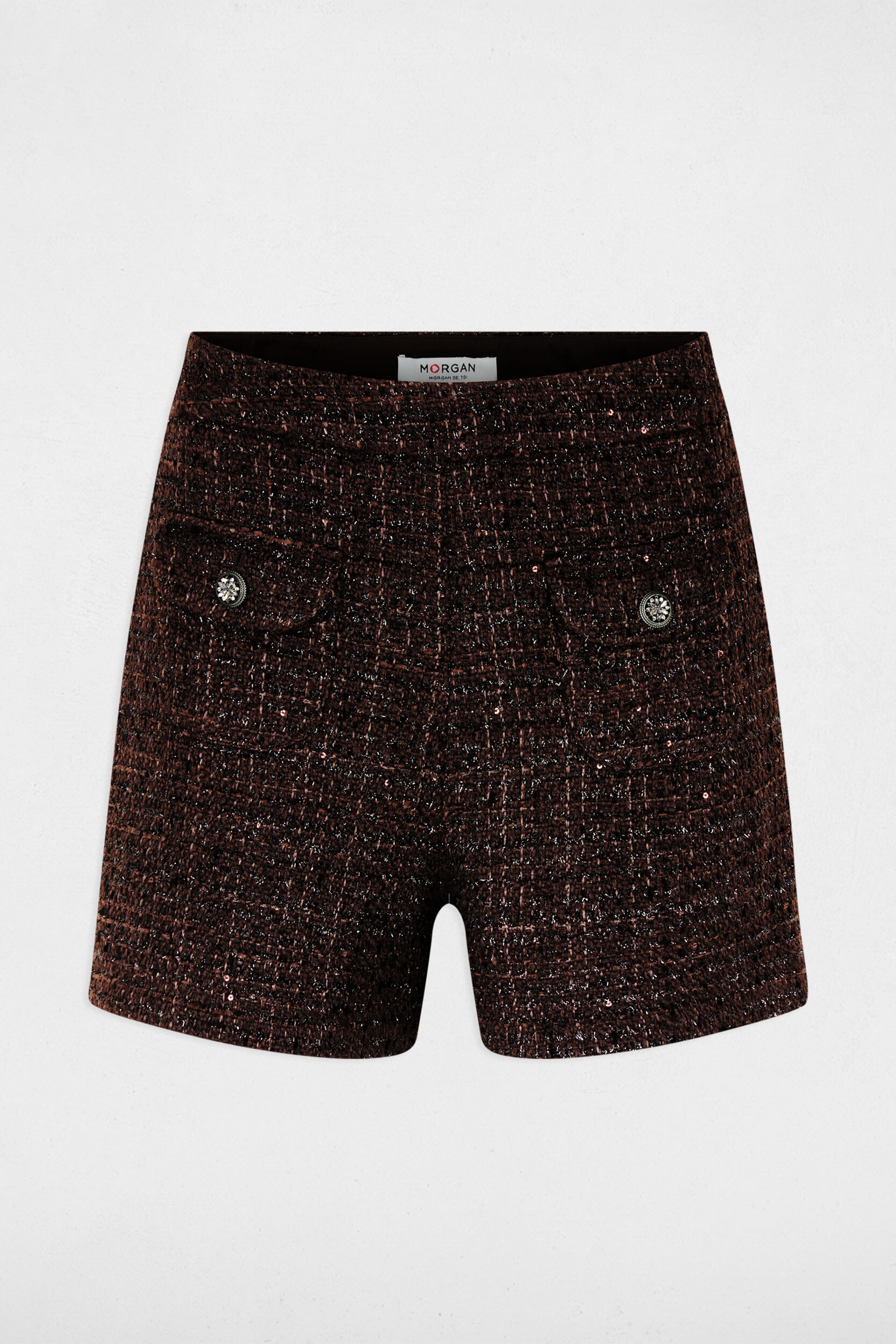 Short tweed taille haute, MORGAN