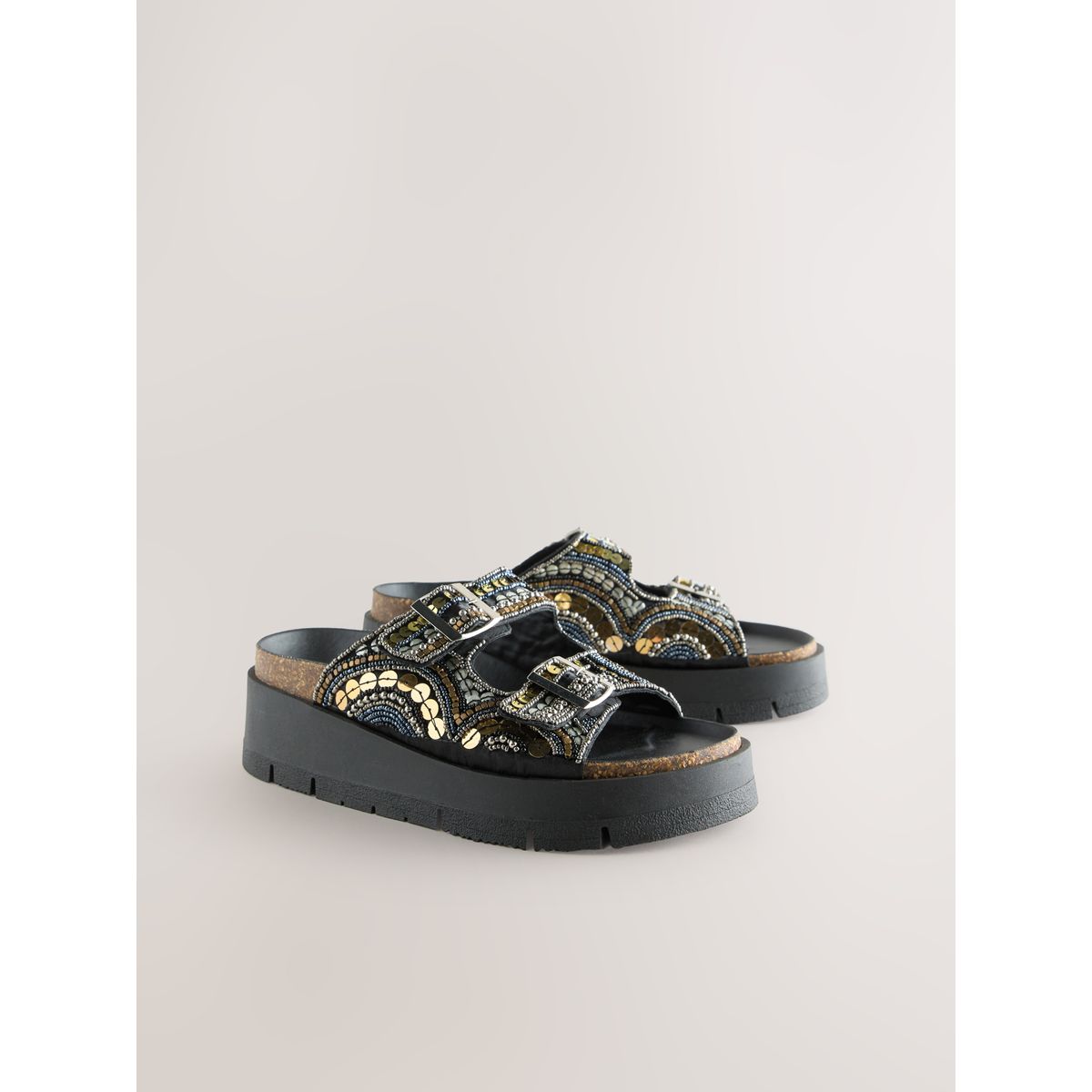 Chaussures compensées ave perle et boucle, NEXT