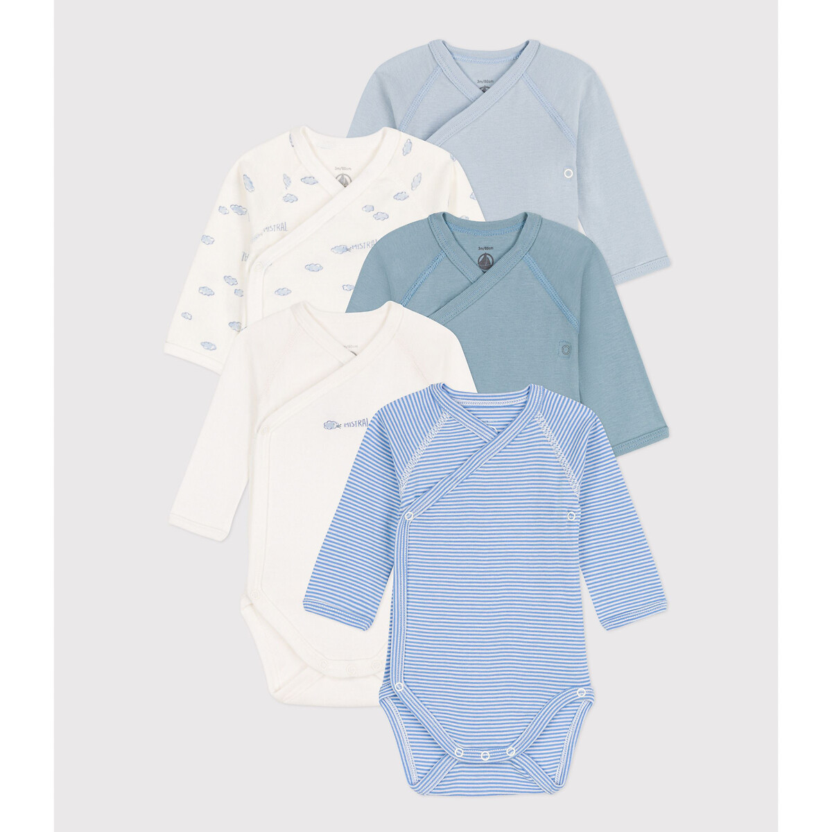 Pack of 5 Bodysuits in Cotton