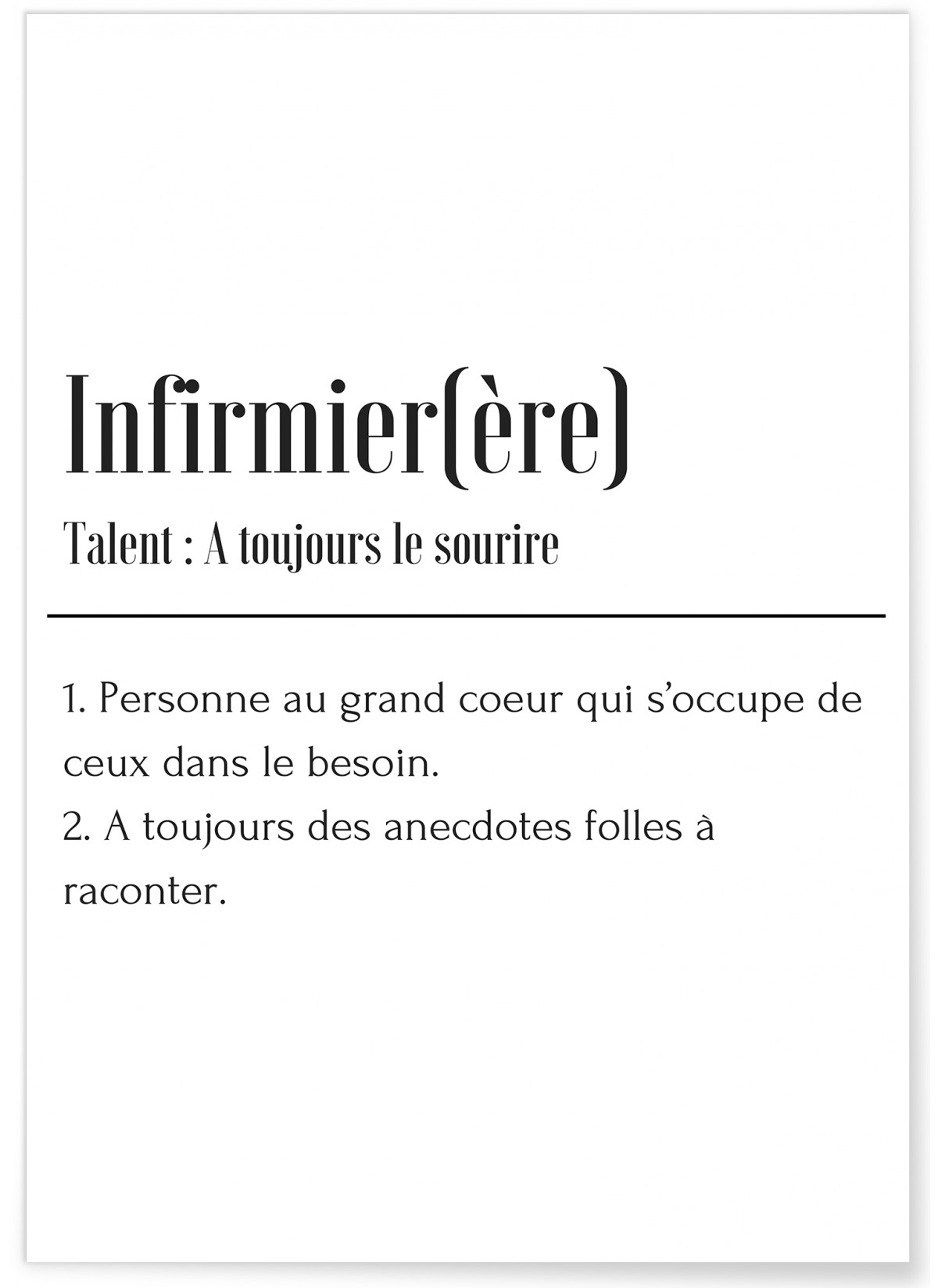 Affiche Définition Infirmier, L'AFFICHERIE
