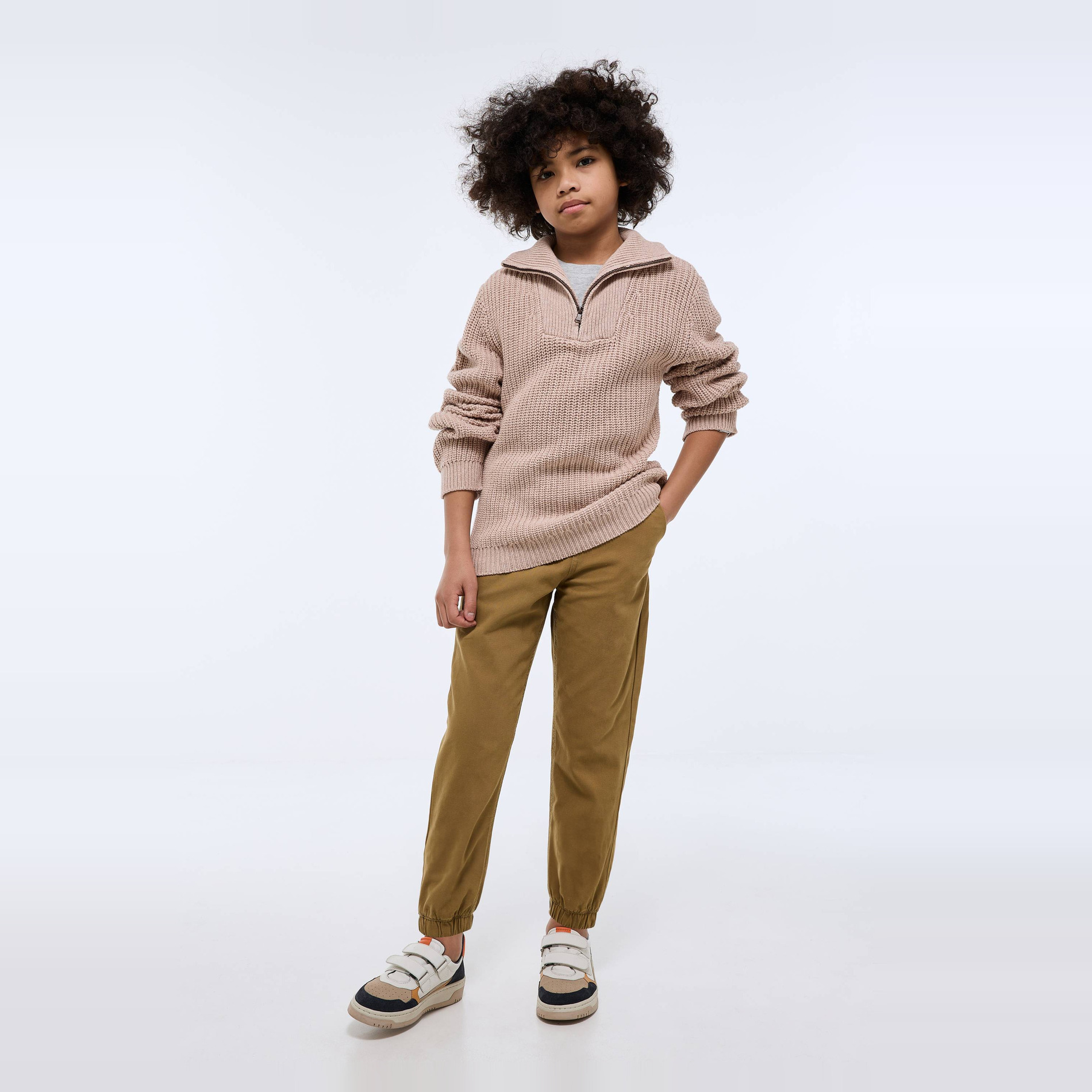 Pantalon jogging élastiqué uni en coton, MONOPRIX