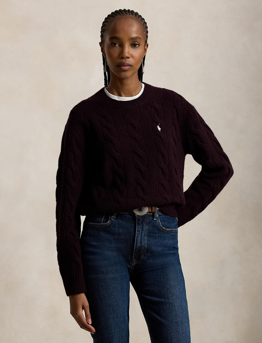Pull col rond torsadé, 90% laine 10% cachemire, POLO RALPH LAUREN