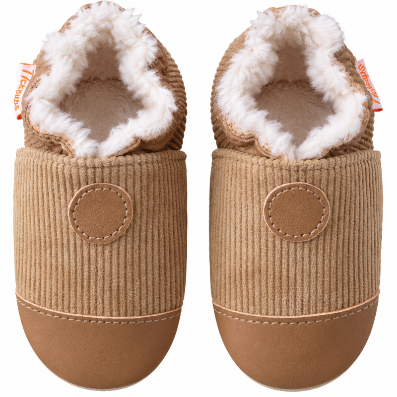 Chaussons cuir souple Uni velours fourrés, TICHOUPS