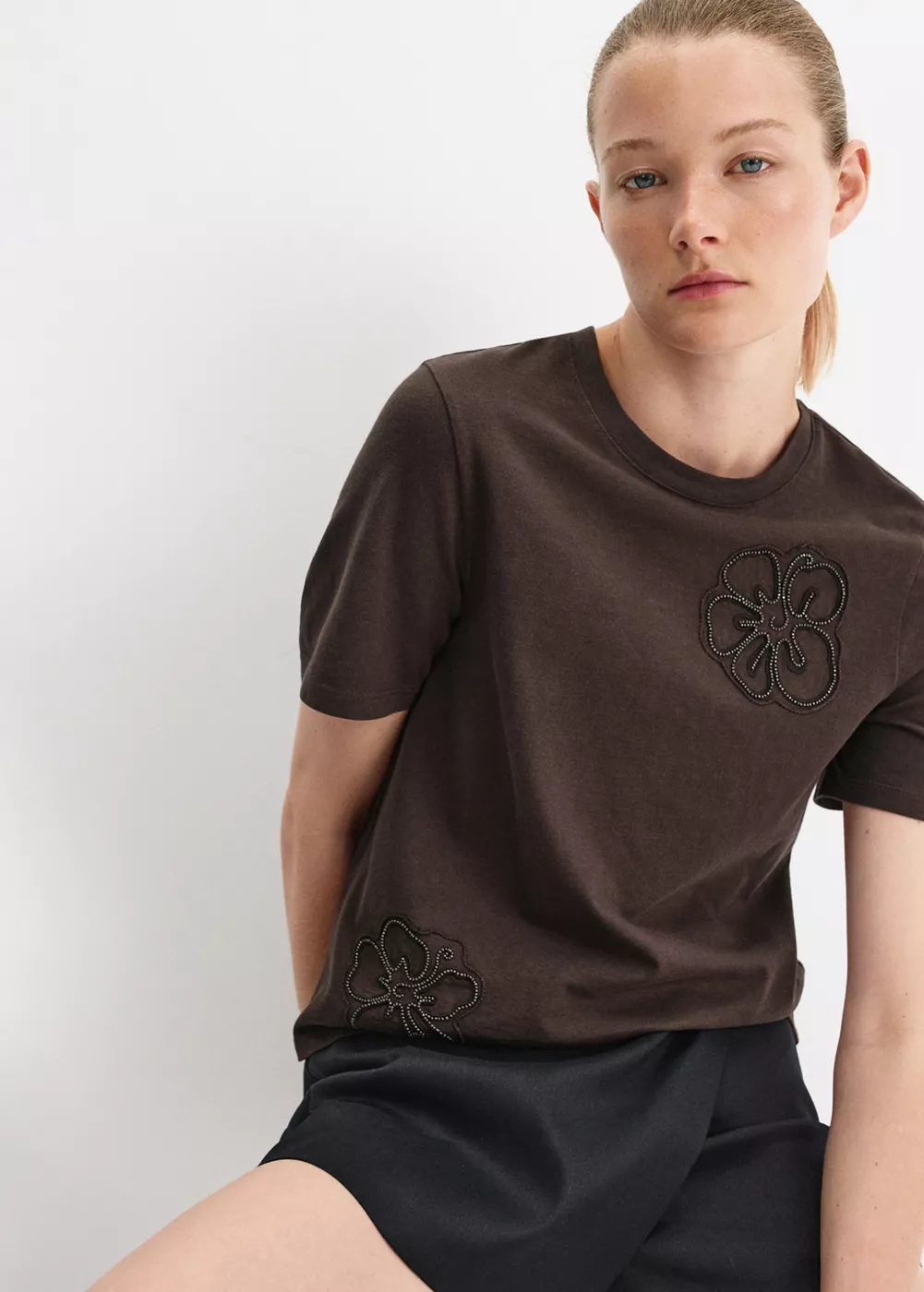 T-shirt brodé perles, MANGO