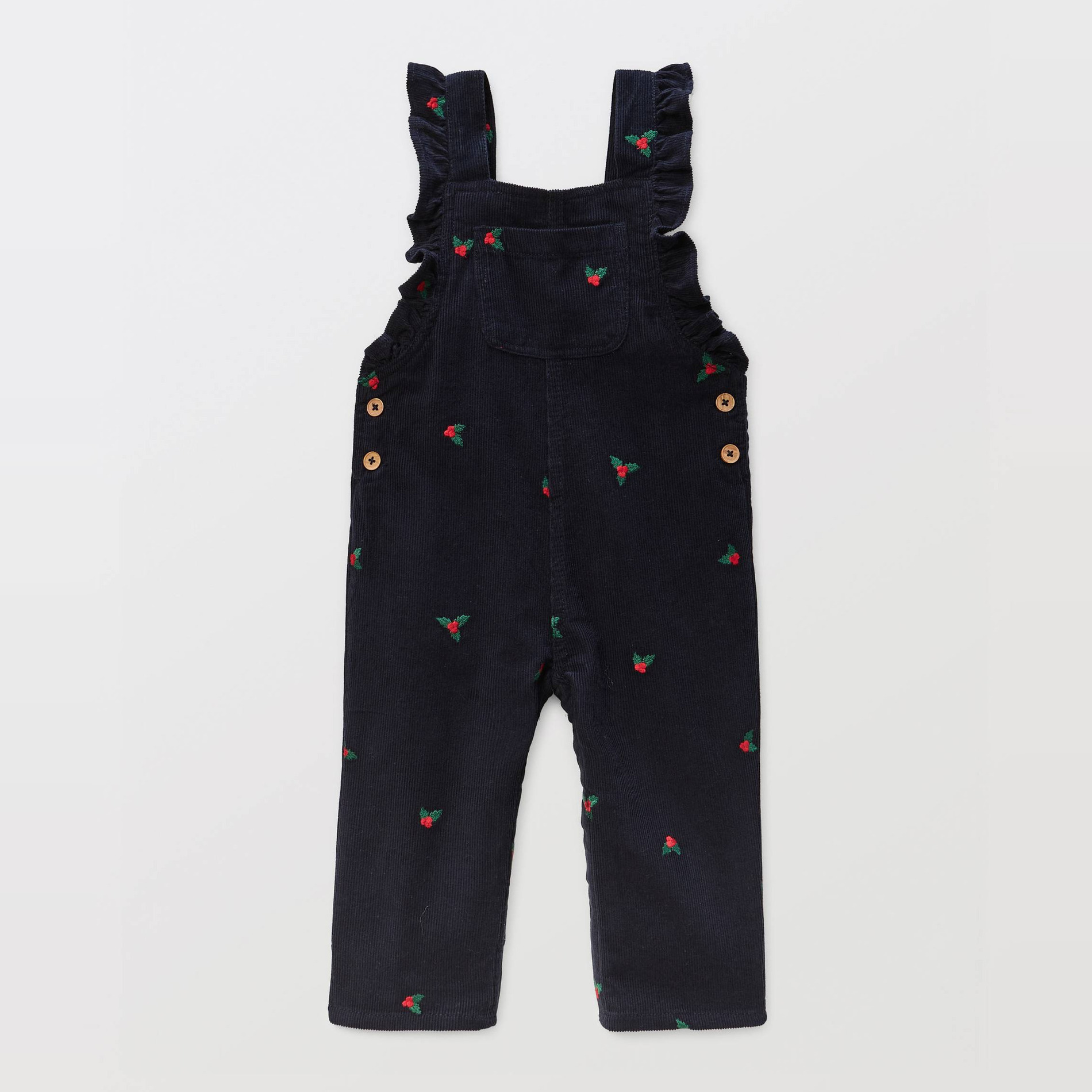Salopette longue en velours brodée en coton BIO GOTS, BOUT'CHOU