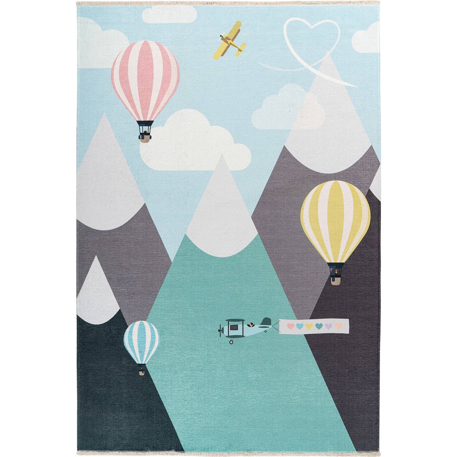 Tapis enfant en coton motif montgolfières, ARTE ESPINA