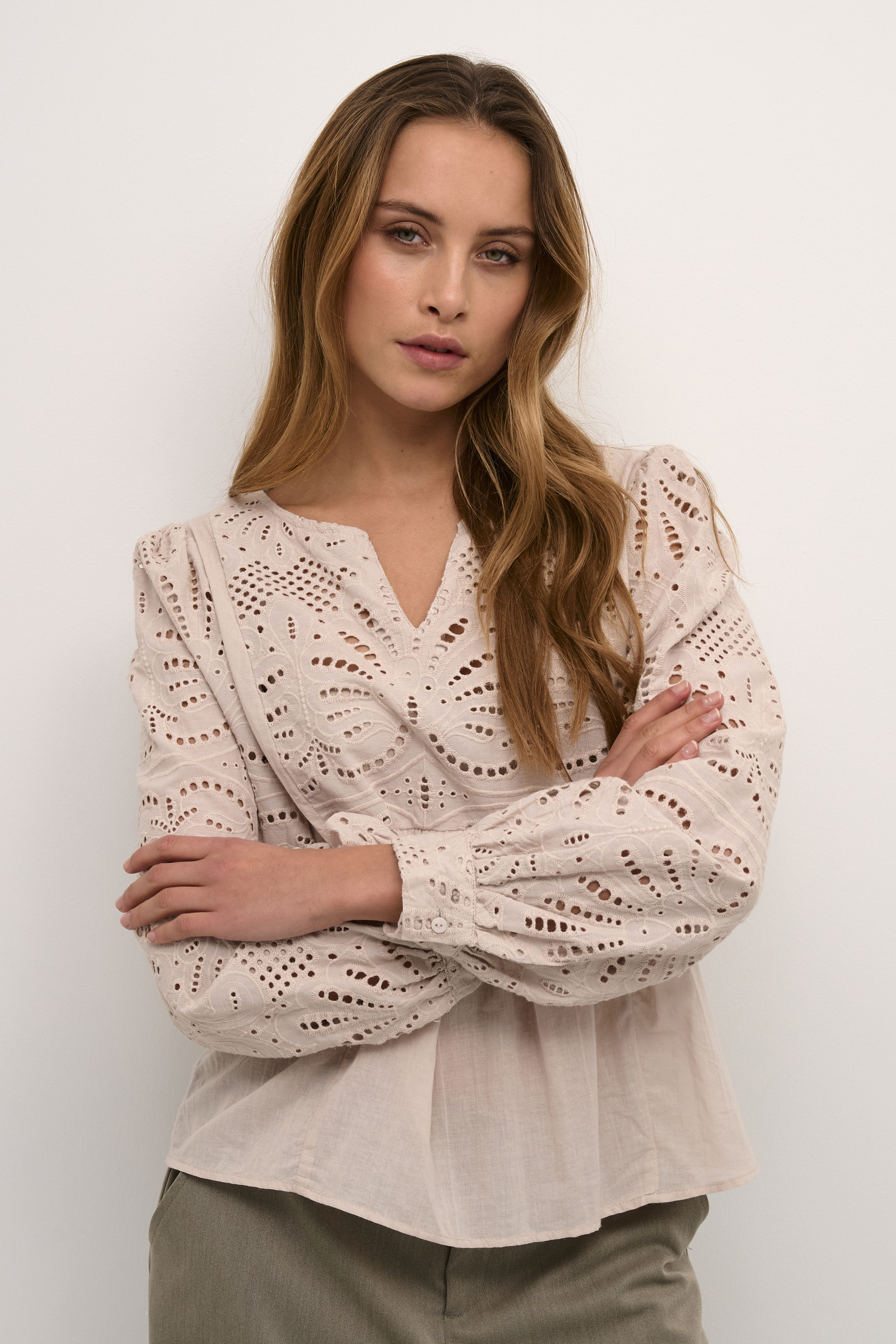 Blouse à manches courtes, CREAM