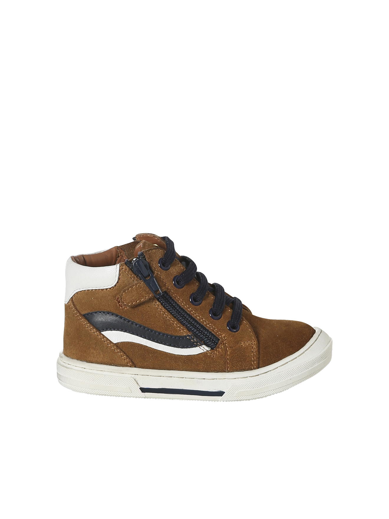 Chaussures enfant cuir montantes zippées et lacées, VERTBAUDET