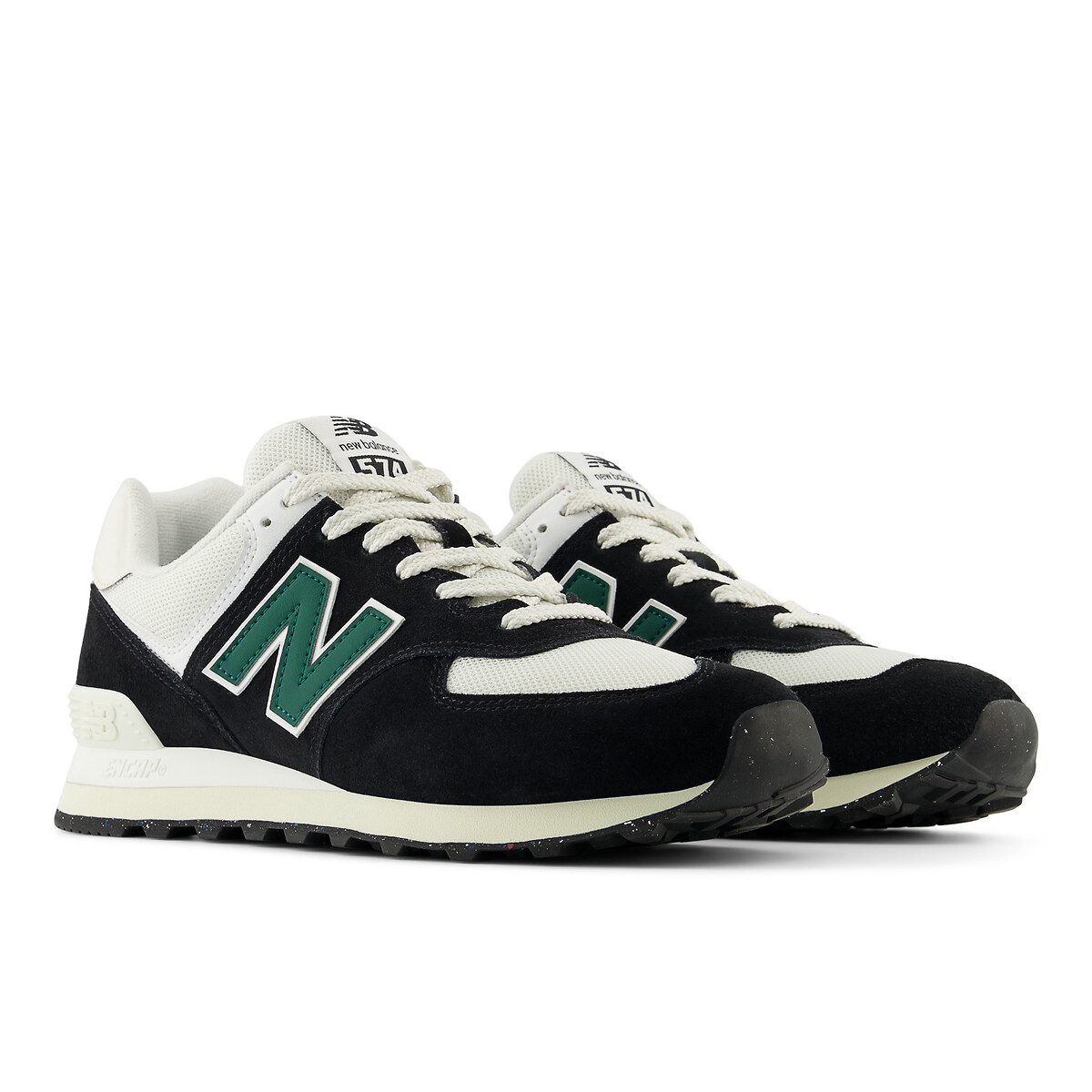 U574 suede trainers black green New Balance La Redoute