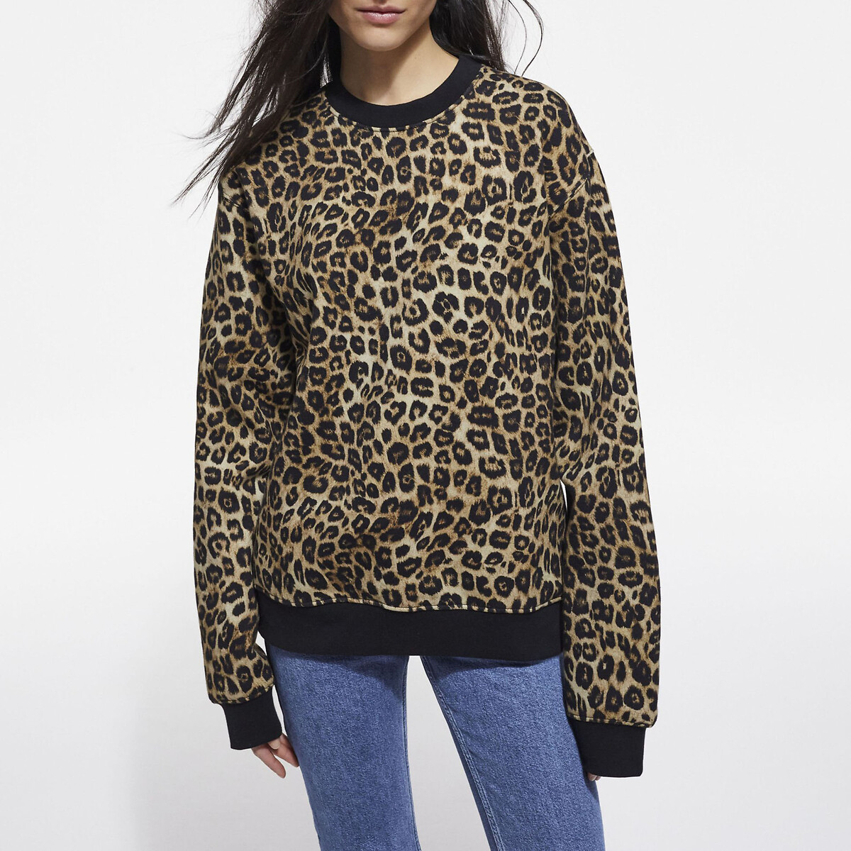 Leopard print cotton sweatshirt with 