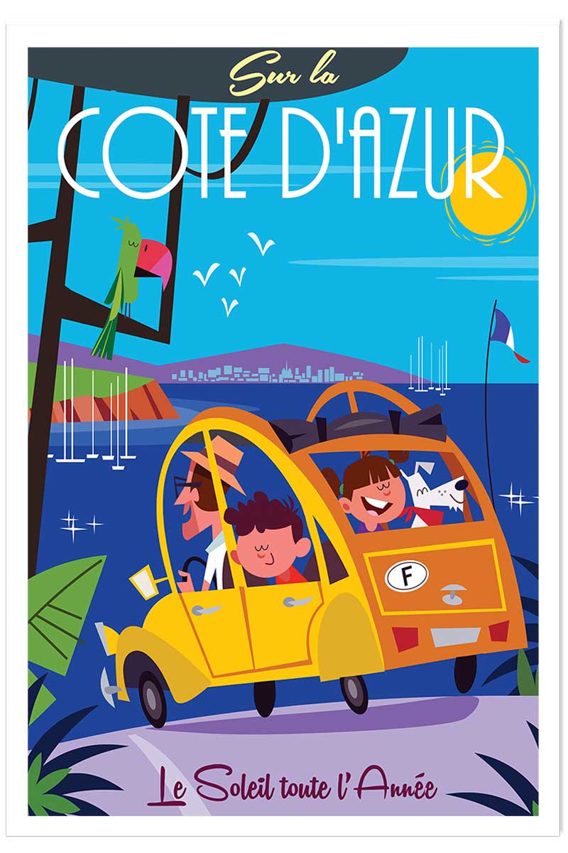 Poster retro le soleil de la cote d'azur, HEXOA