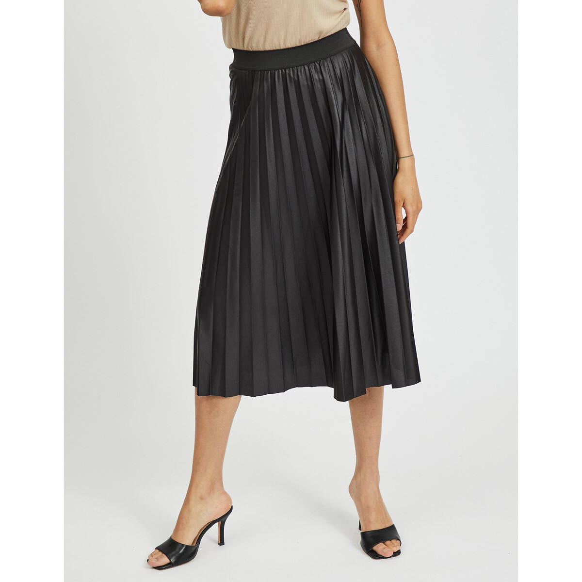Pleated Midaxi Skirt in Satin Effect