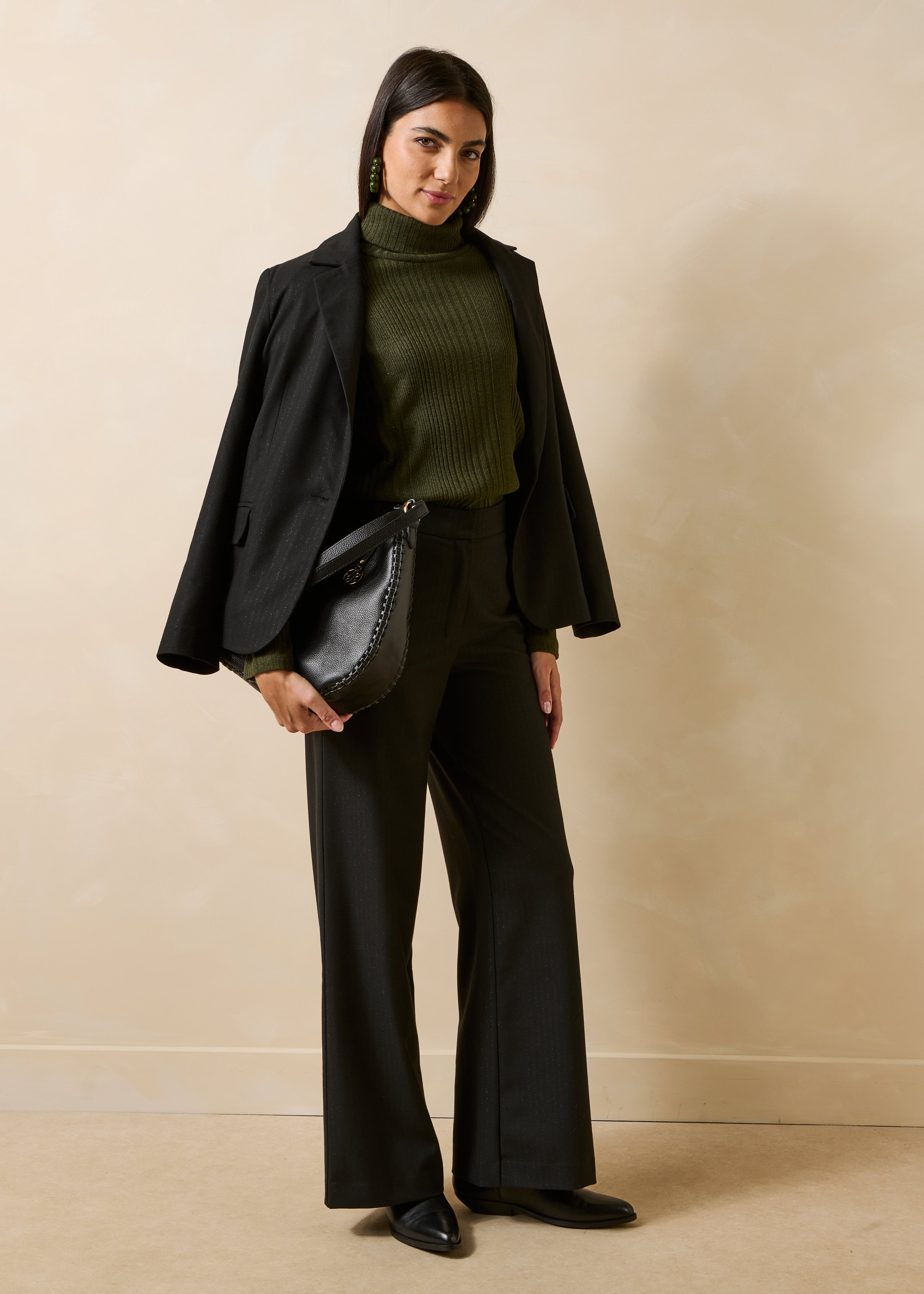 Pantalon droit taille haute à rayures, LA FEE MARABOUTEE
