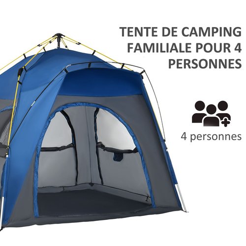 Tente de camping pop-up 4 personnes fibre verre polyester Outsunny