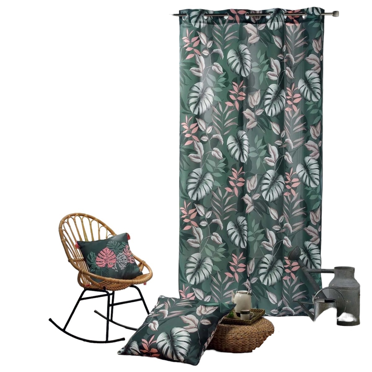 Rideau a oeillets Jardin d'interieur kaki, EDEN