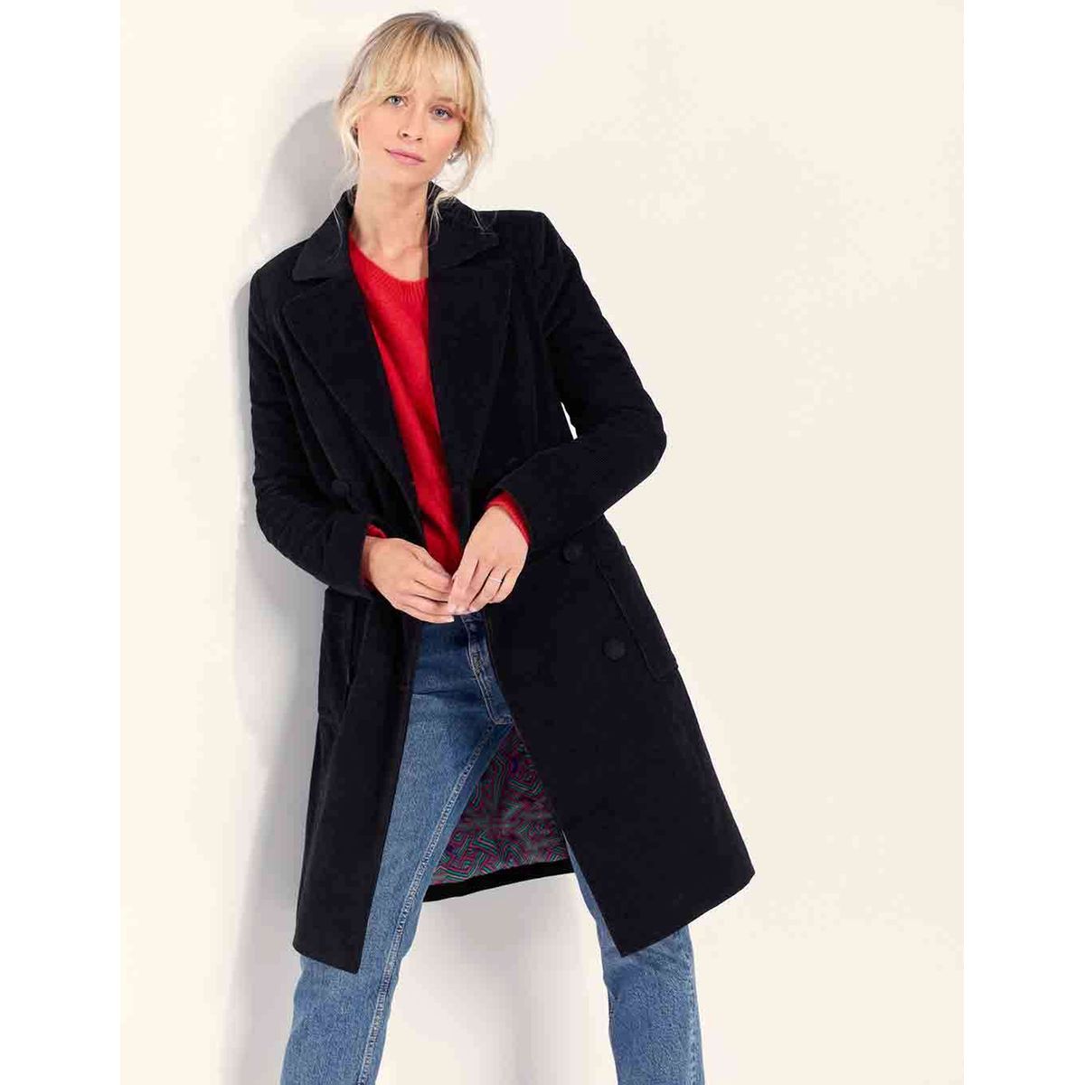 Manteau long velours hotsell côtelé femme