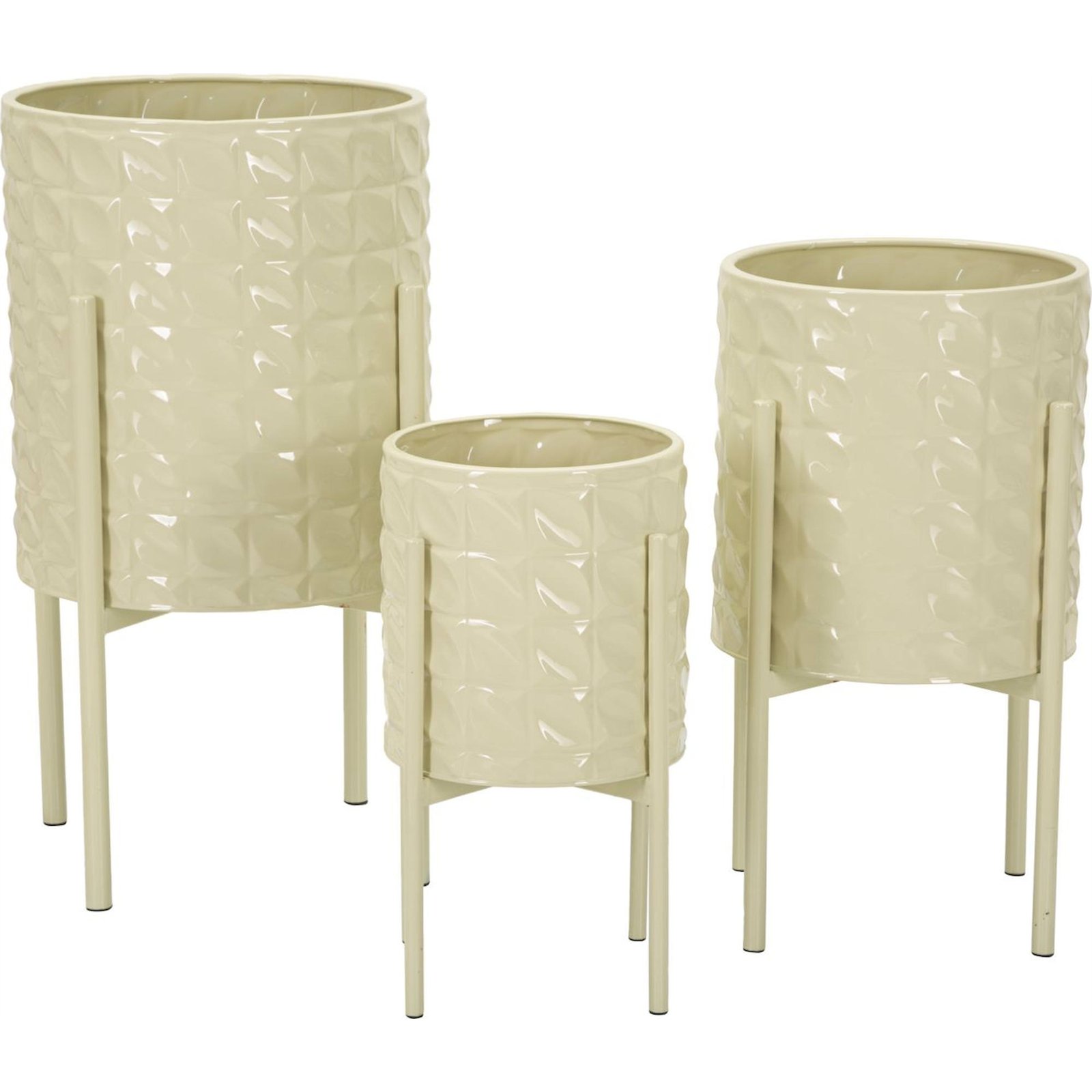 Cache-pots en fer texturé lot de 3 MODERN, RECOLLECTION
