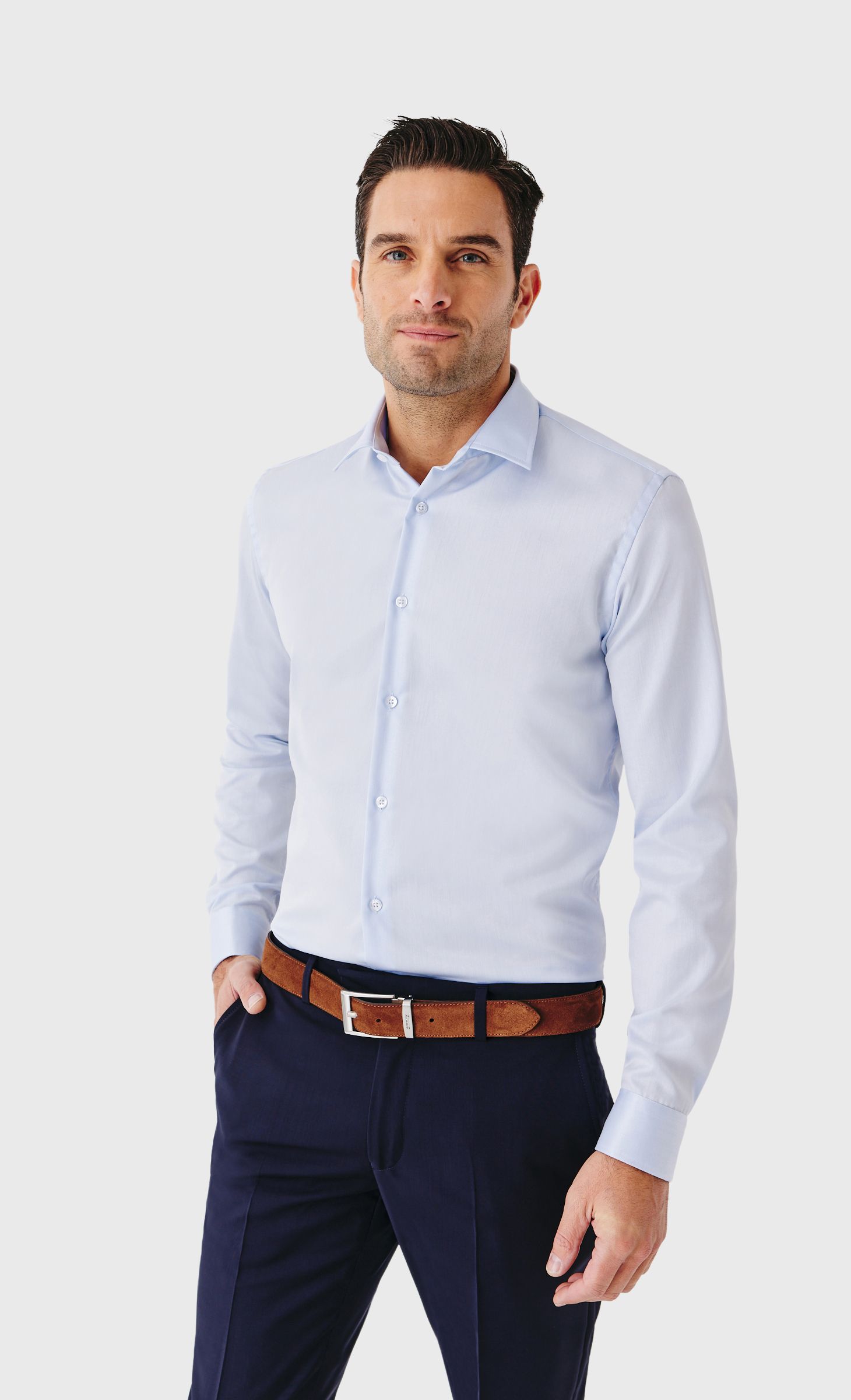 Chemise Slim fit sans repassage en twill de coton, ACROSS