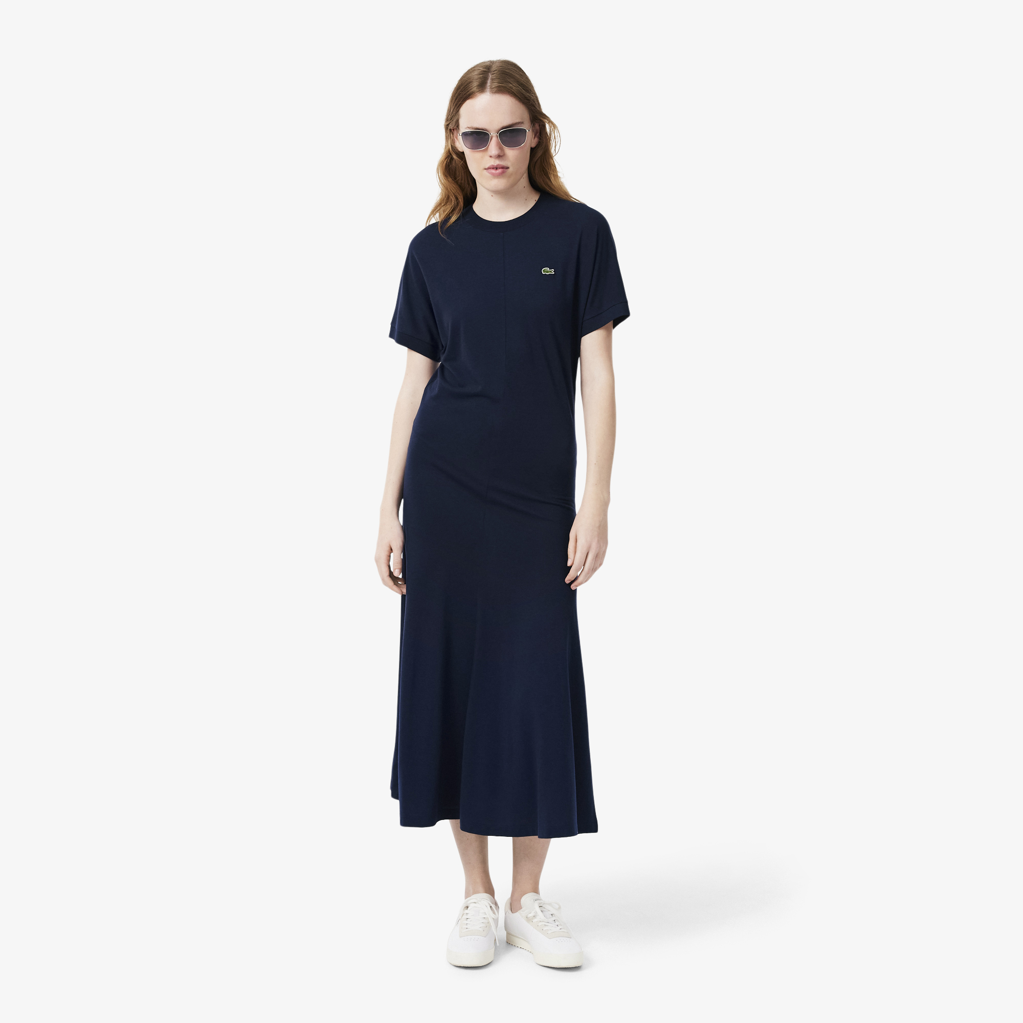 Robe t-shirt longue en Piqué fluide, LACOSTE