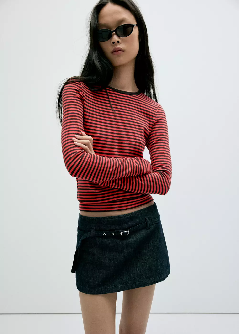 T-shirt rayé manches longues, MANGO