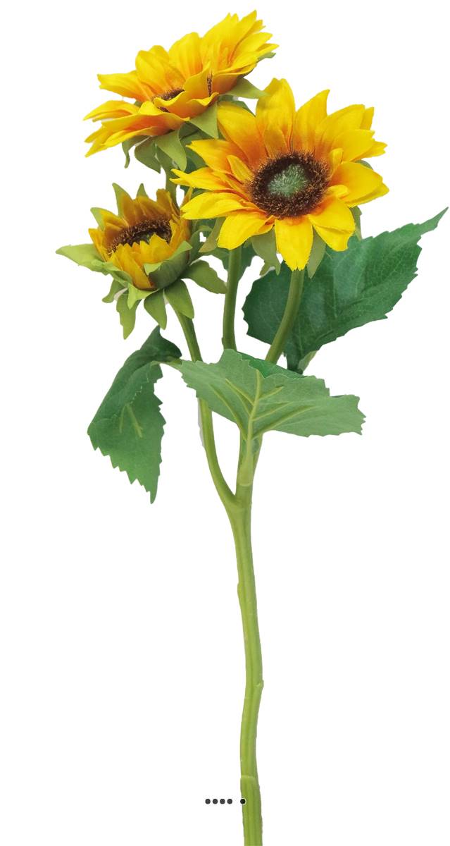 Tournesol artificiel en branche, 3 fleurs, ARTIFICIELLES