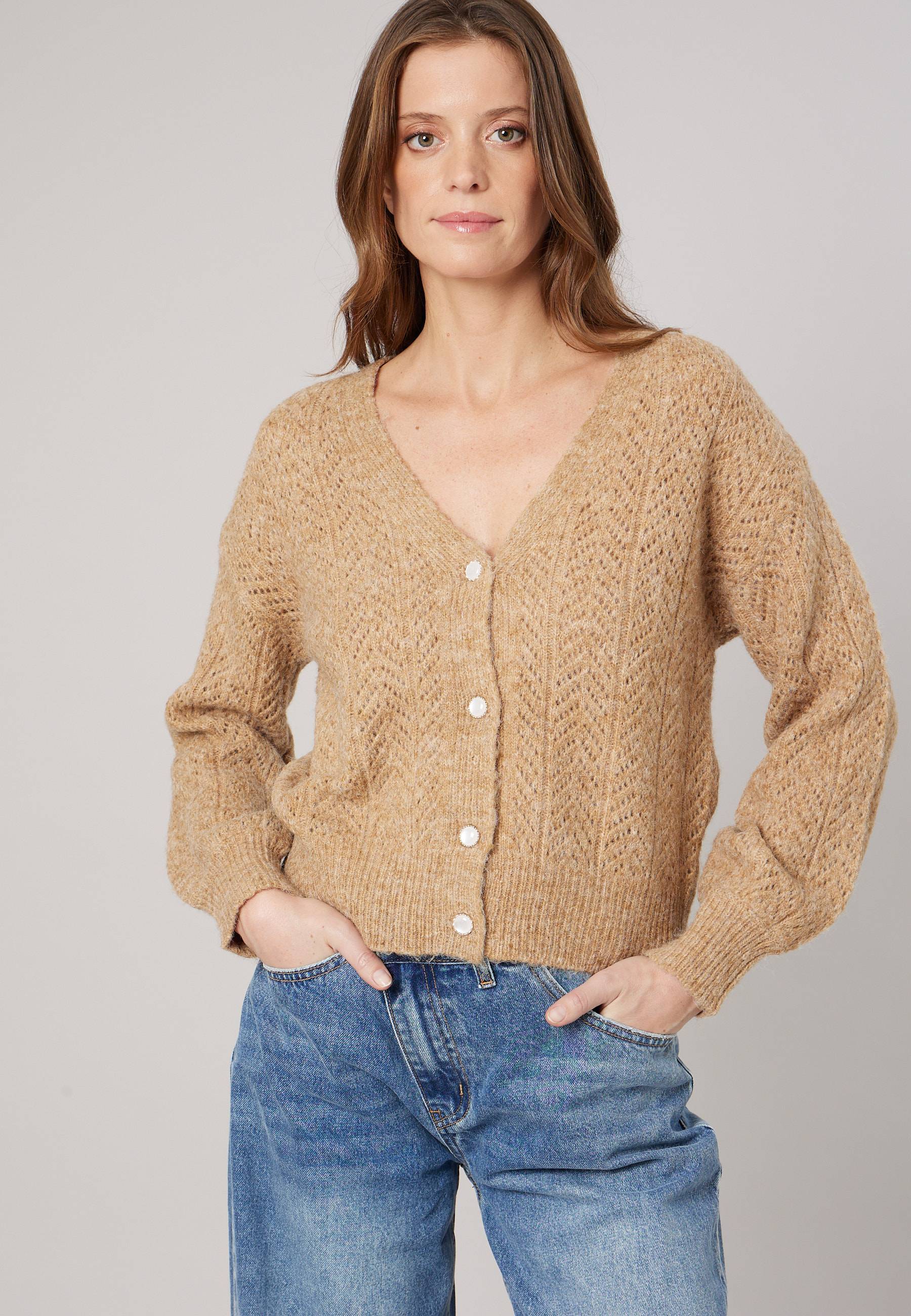 Gilet femme en maille ajourée DORFI, DEELUXE