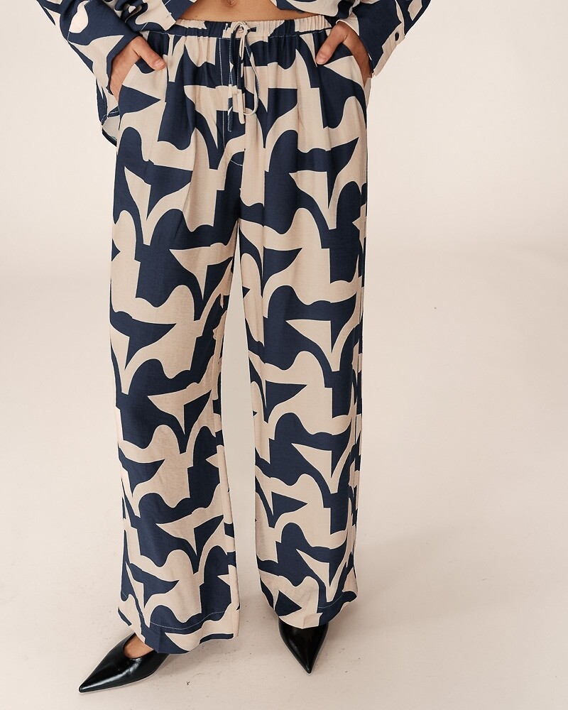 Broek met rechte pijpen, geometrische print