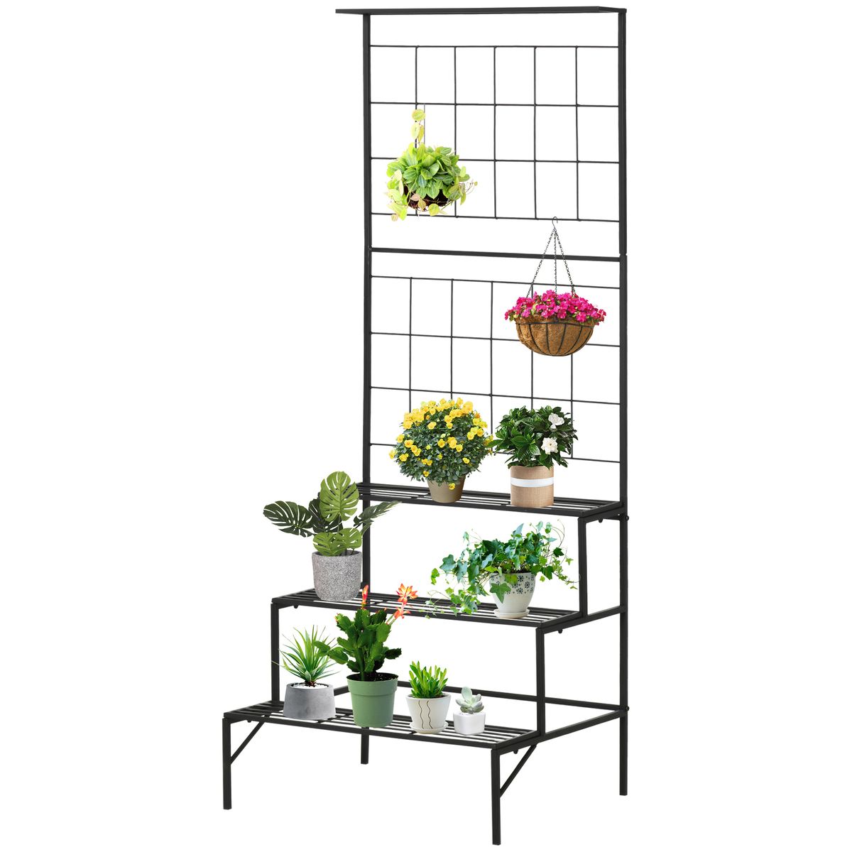 Outsunny Treillis de jardin lot de 2 support pour plantes grimpantes en  métal - 38 x 98 cm noir