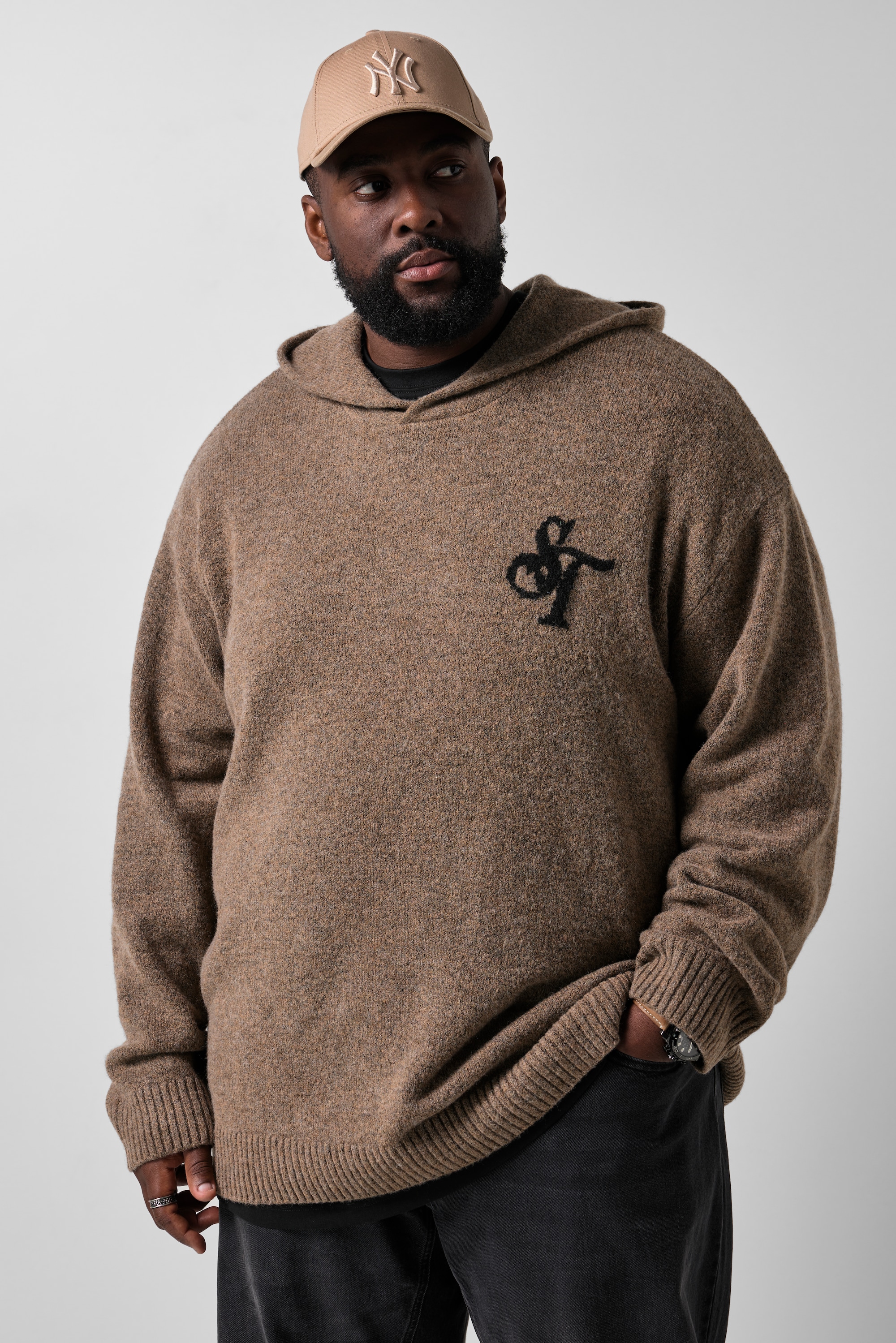 Sweat-shirt à capuche en maille, STHUGE