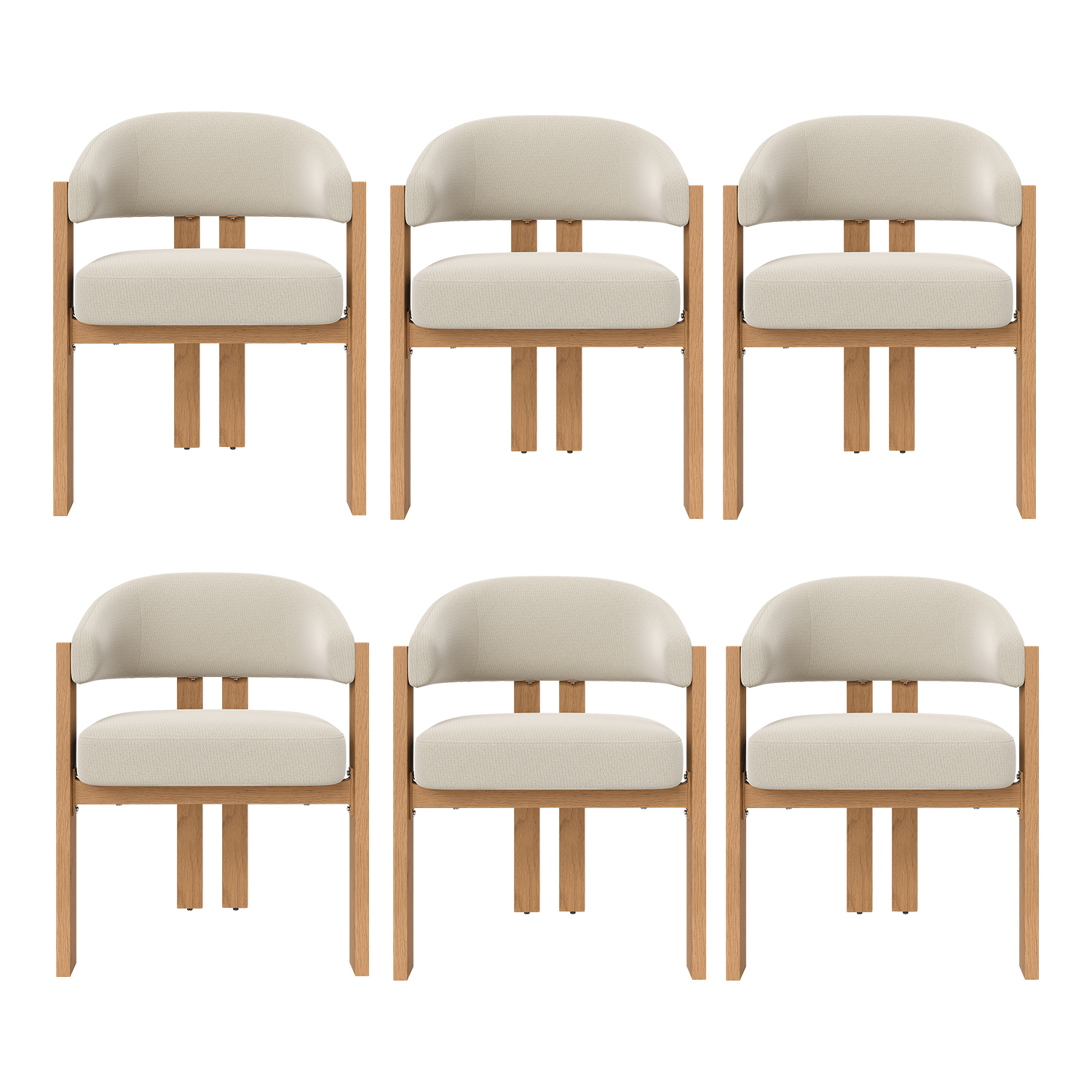 Lot de 6 chaises de salle à manger modernes en tissu flanelle, ONDINEB, MEUBLES COSY