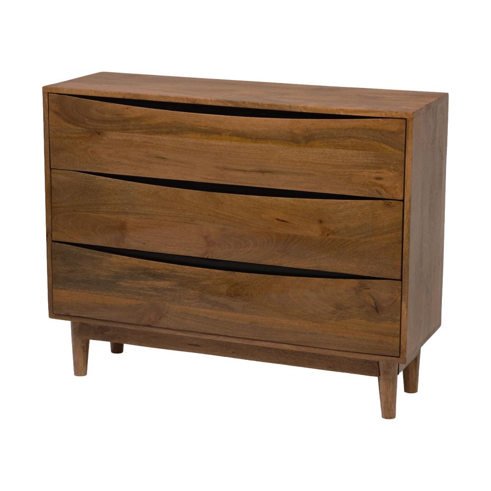 Commode triple en manguier finition noyer L100 cm Gino, AMADEUS