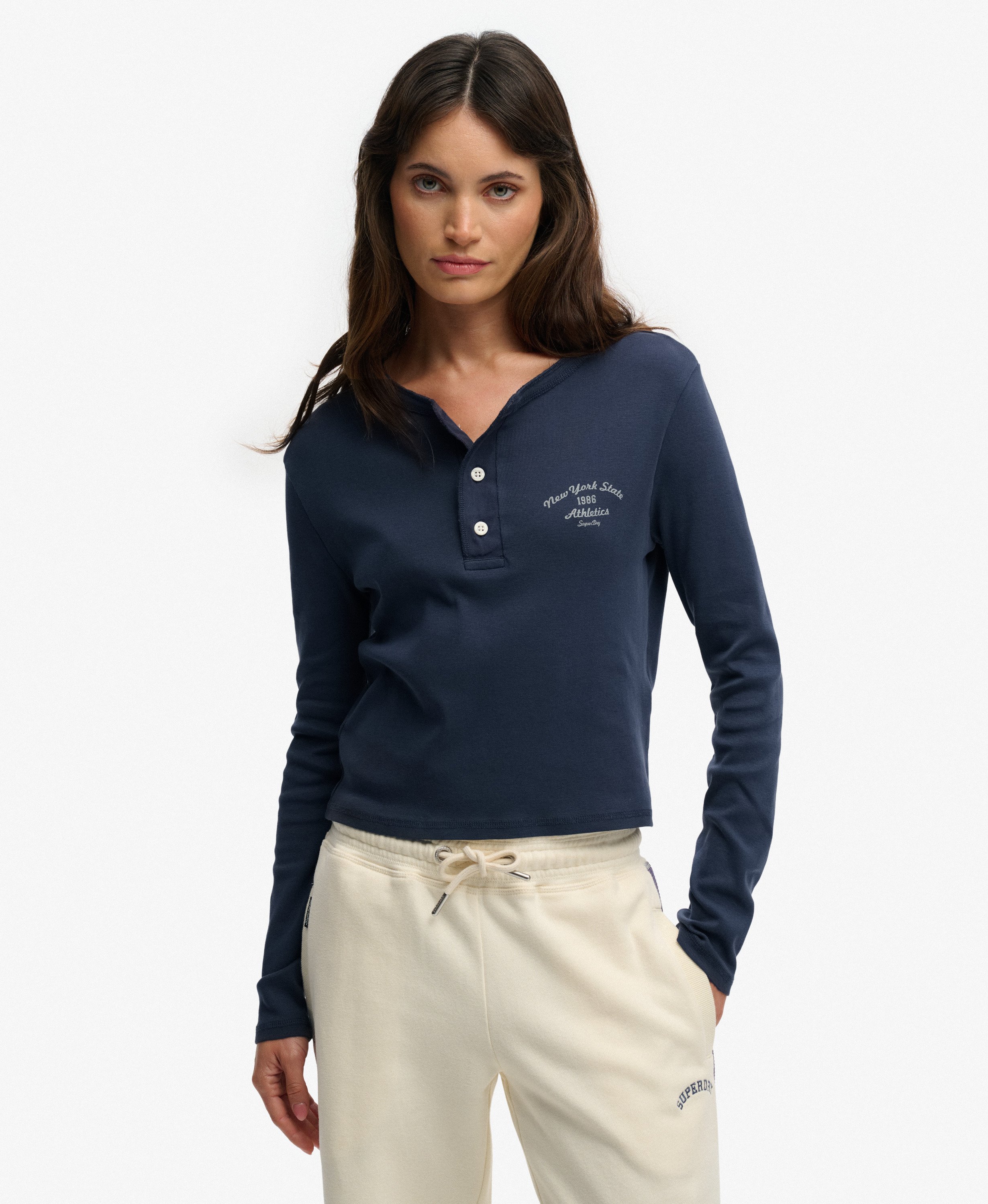 Haut à manches longues Athletic Essentials avec boutons, SUPERDRY