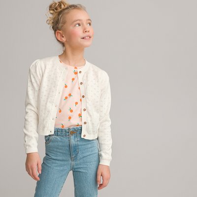 Cotton Buttoned Cardigan in Fine Detailed Knit LA REDOUTE COLLECTIONS